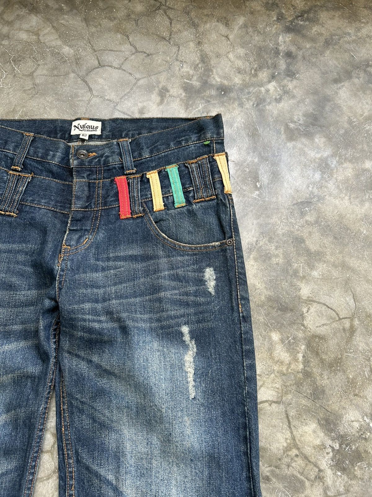 Japanese Brand Nylaus Jeans Double Waist Distressed Pant Size 32 Size US 32 / EU 48 - 2 Thumbnail