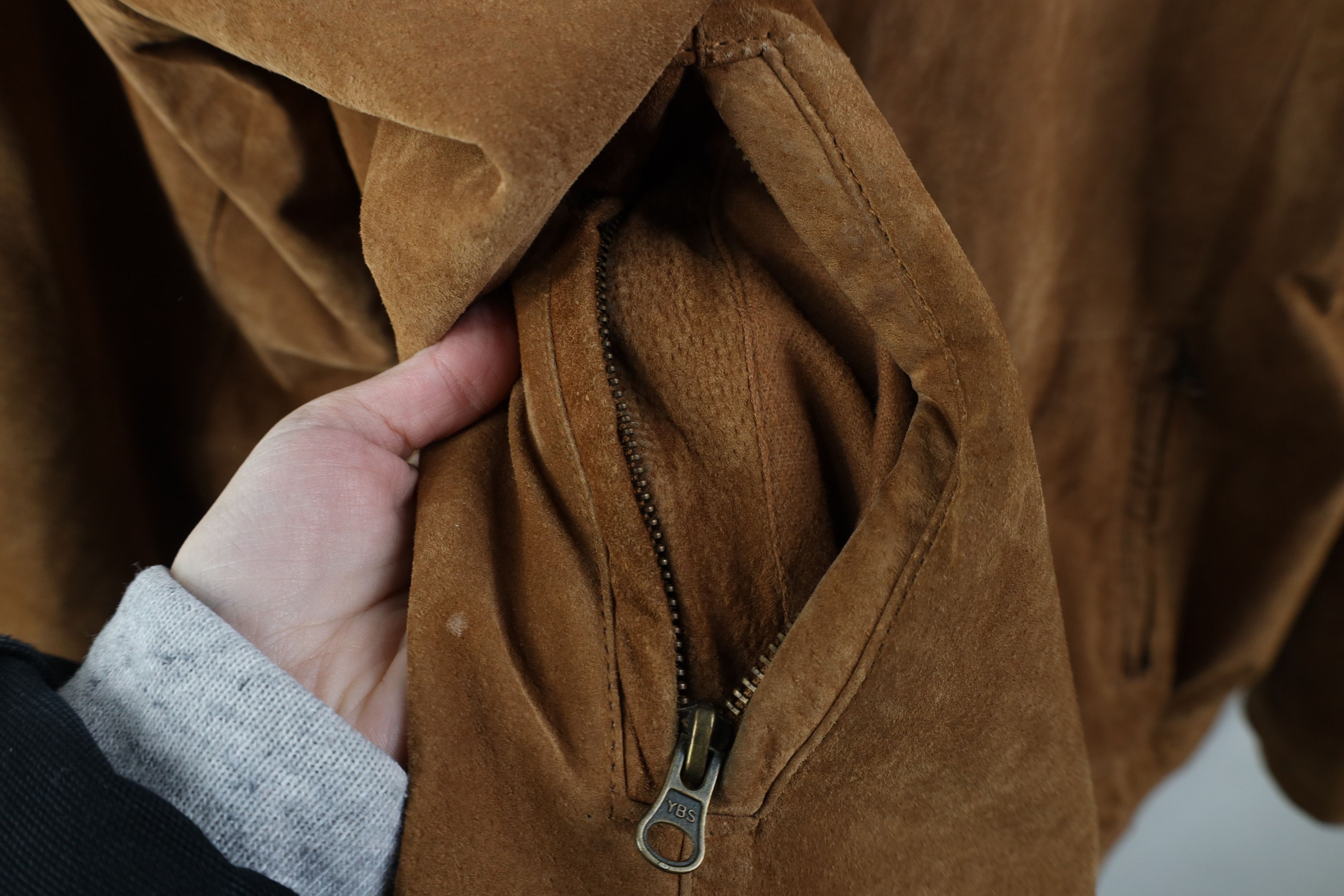 Vintage Vintage 90s Streetwear Lined Suede Leather Full Zip Jacket Size US L / EU 52-54 / 3 - 6 Thumbnail