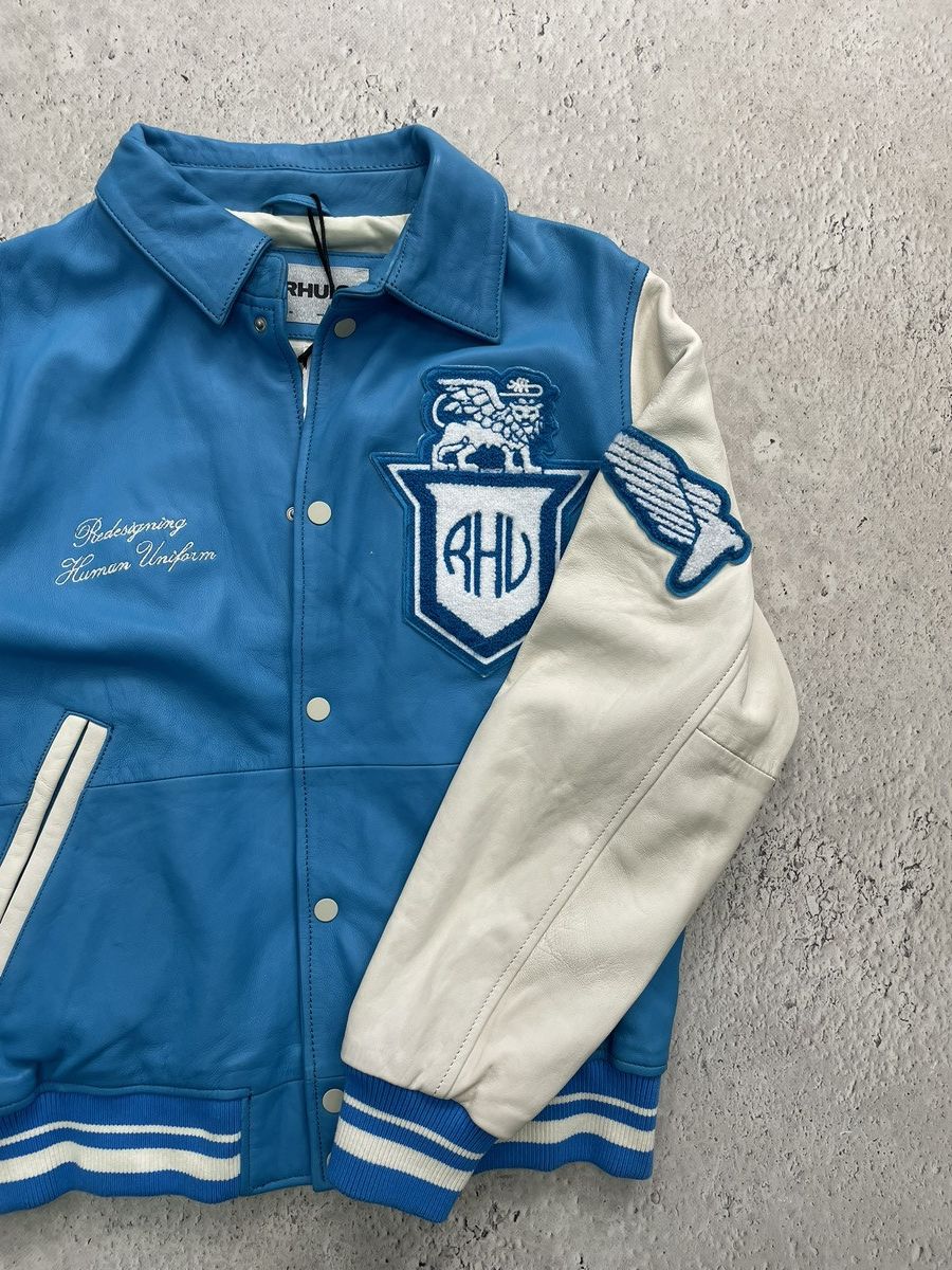 Rhude Rare varsity Zara x Rhude Rhuigi leather bomber jacket Size US M / EU 48-50 / 2 - 4 Thumbnail