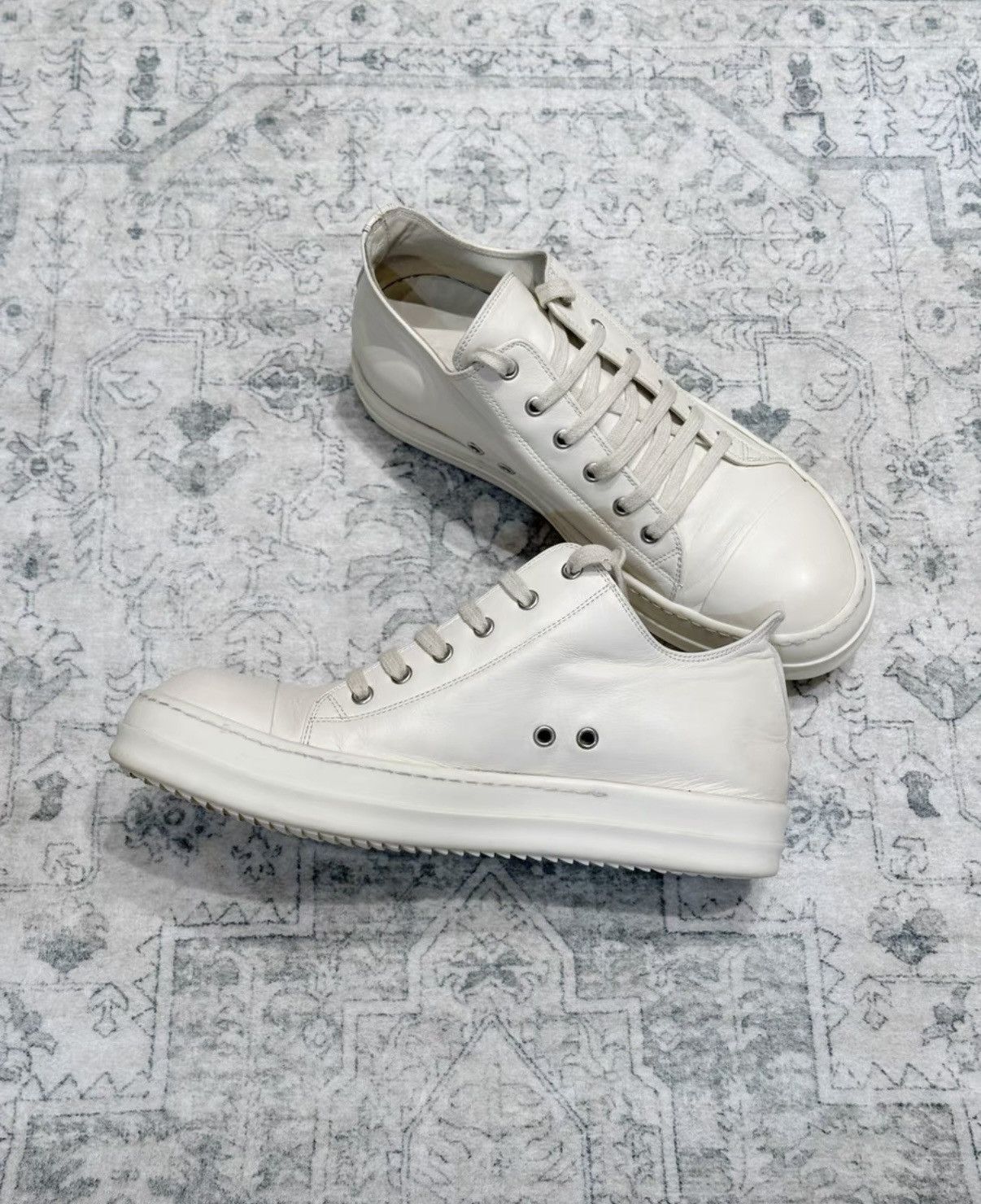 Rick Owens Rick Owens white low-top Converse, white cowhide leather Size US 8.5 / EU 41-42 - 5 Thumbnail