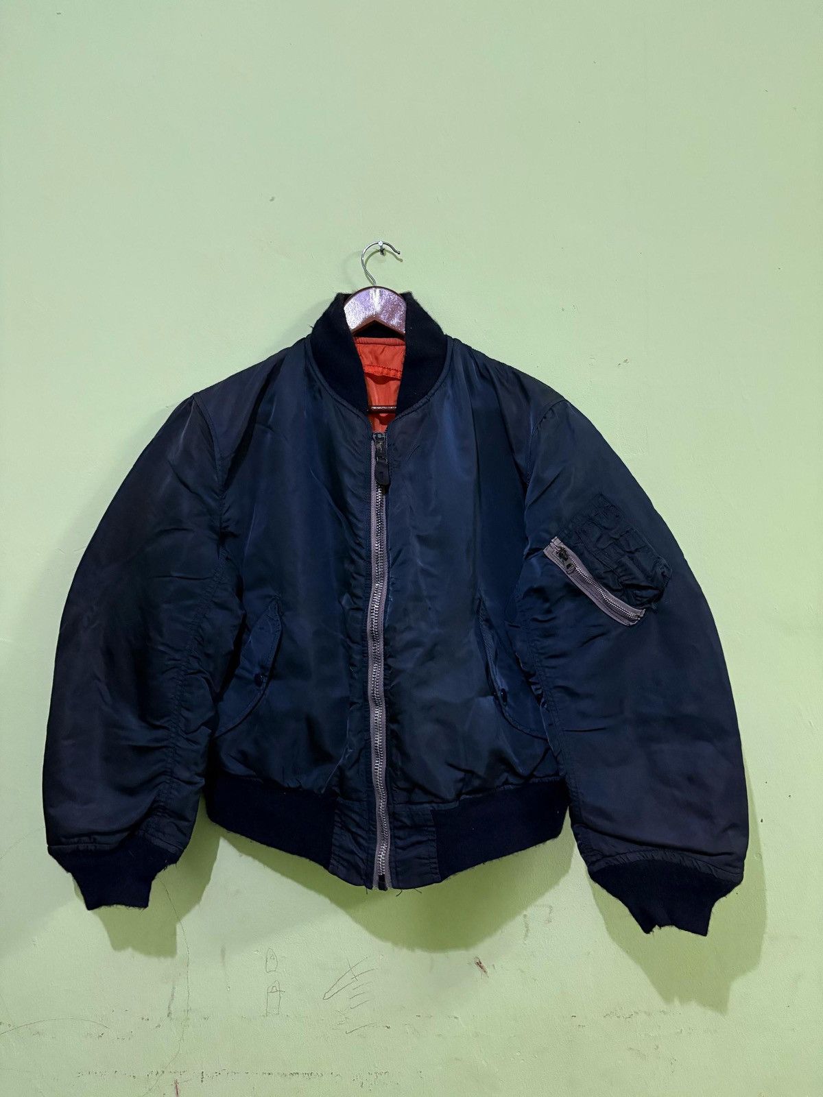 Alpha Industries × Vintage Vintage Alpha Industries MA-1 Flight Jacket Bomber Jacket Size US L / EU 52-54 / 3 - 1 Thumbnail