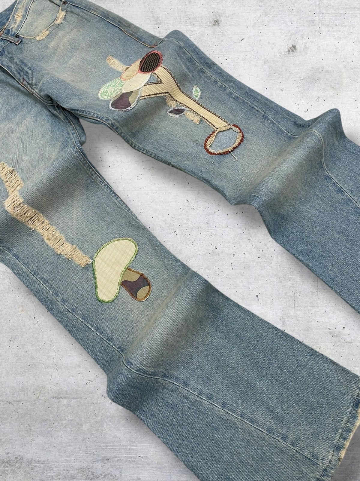 Tornado Mart VINTAGE FANCY CRAFTED JAPAN DESIGNER 90S RIPPED DENIM FLARED Size US 32 / EU 48 - 6 Thumbnail