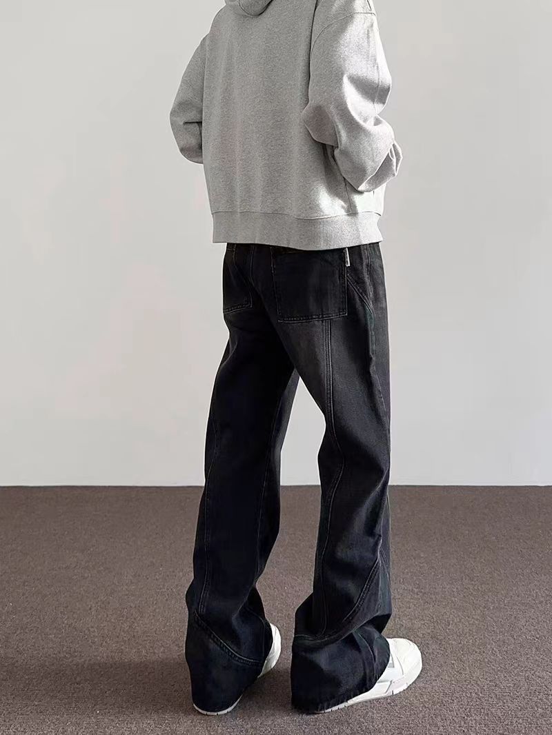 Japanese Brand × Jean Street Cropped Deconstructed Straight Leg Micro Flare Jeans Size US 33 - 3 Thumbnail