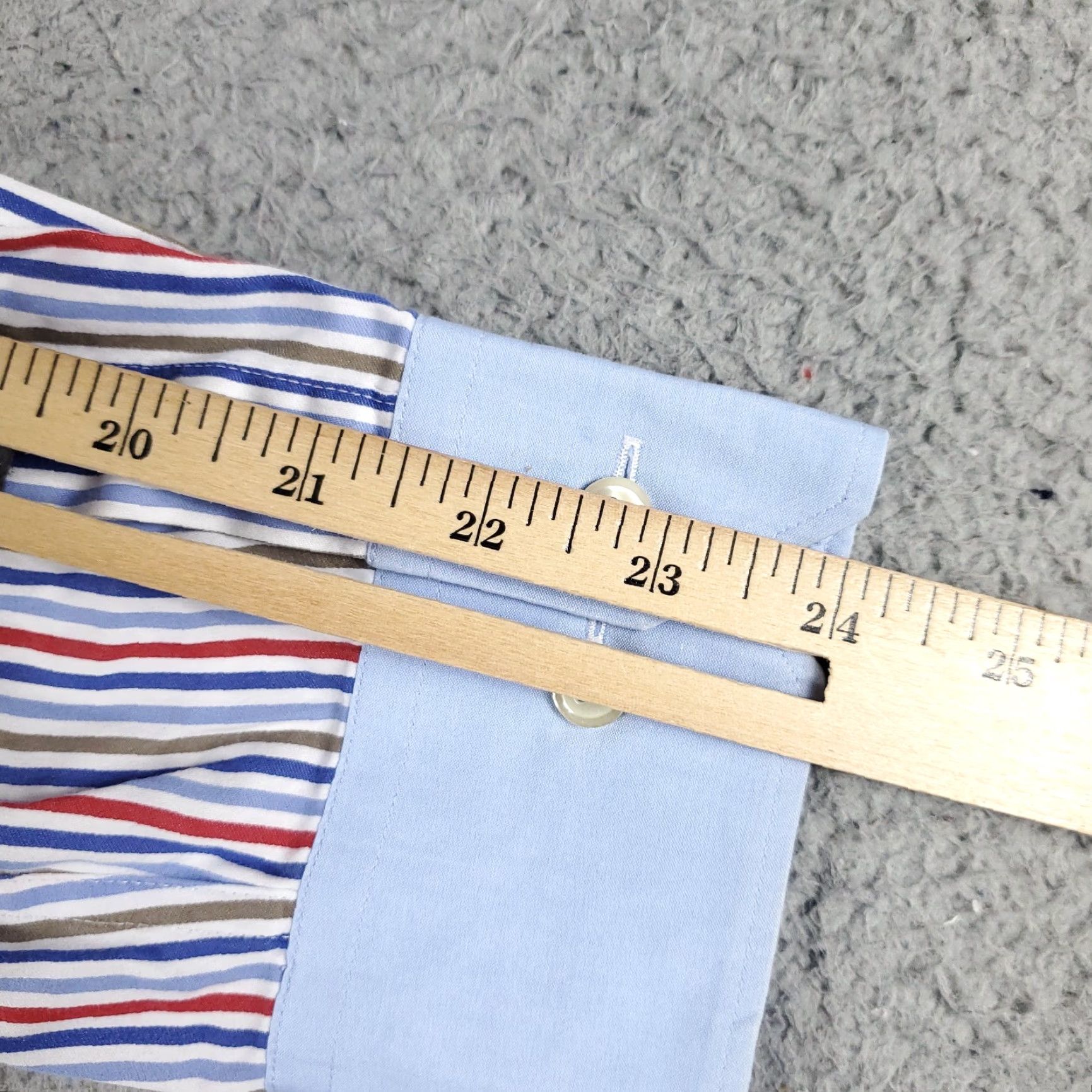 BUGATCHI Bugatchi Uomo Dress Shirt Mens 17 Blue Red Striped Long Sleeve Button-Up Classic Casual Size 46R - 6 Thumbnail