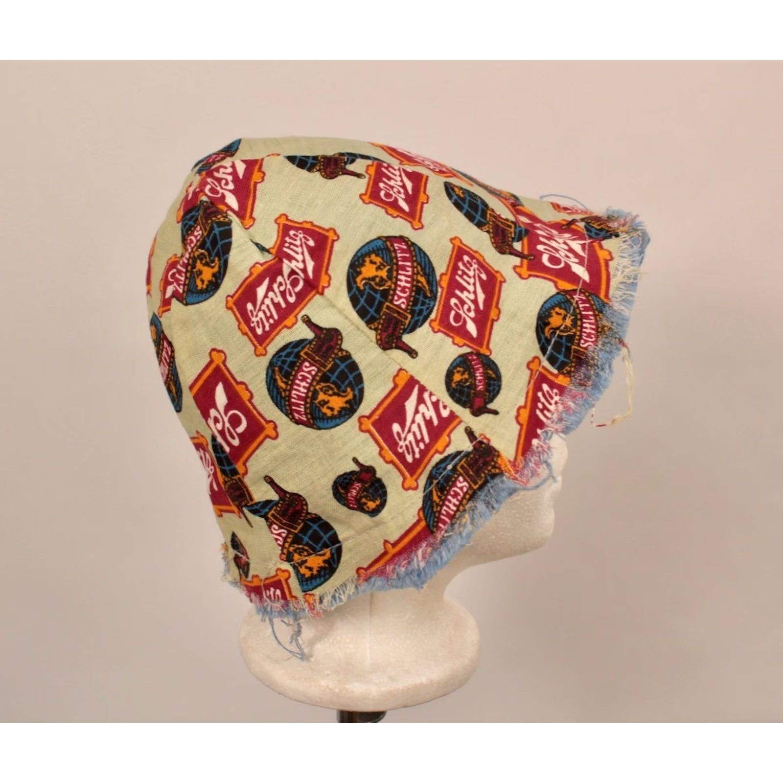 Vintage Schlitz 60s Bucket Hat Mens VTG 1960s AOP Reversible Outdoor Yellow Cotton Bucket Hat Men’s/Adult Size ONE SIZE - 5 Thumbnail