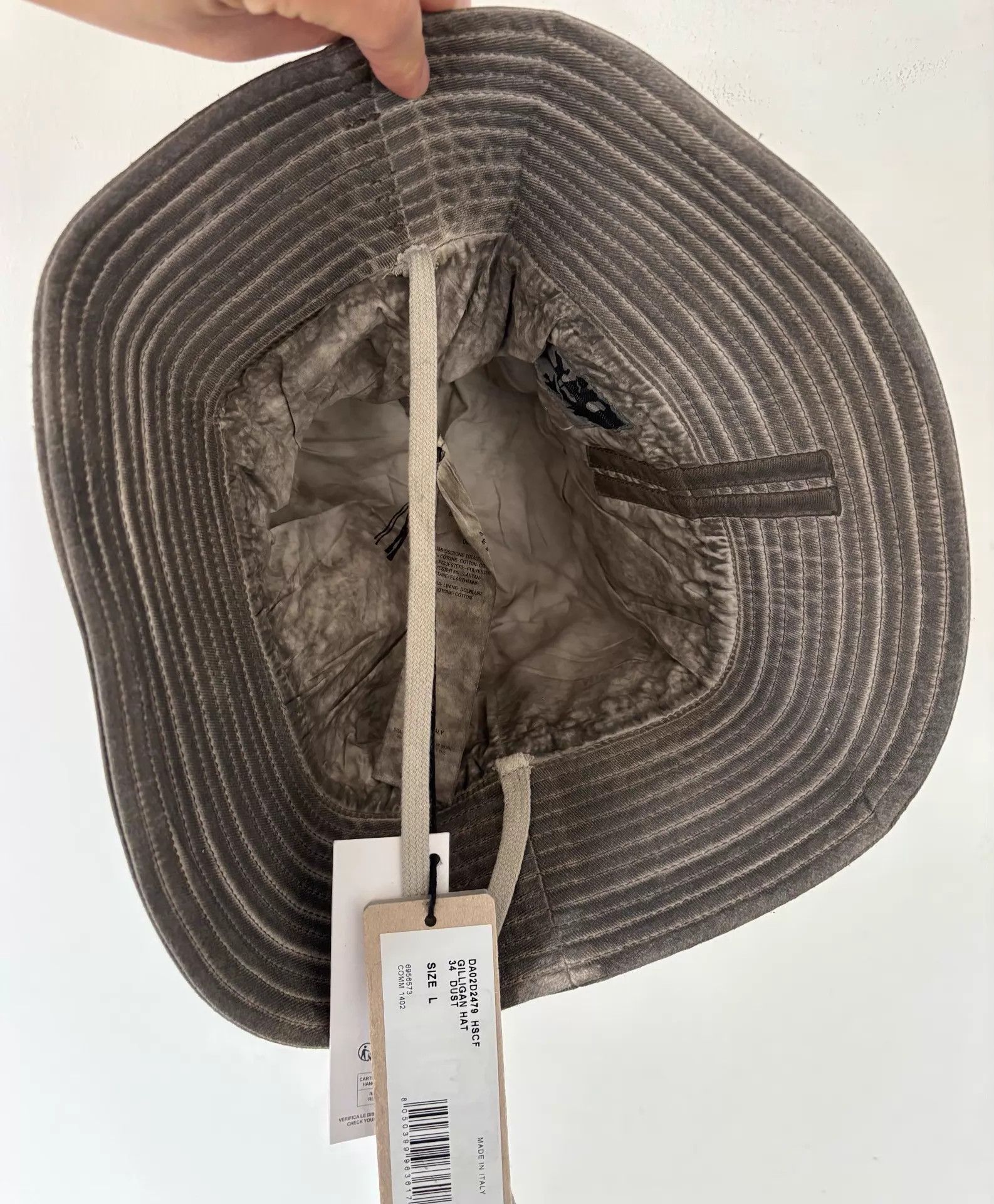 Rick Owens Rick Owens Drkshdw men's distressed gray bucket hat L Size ONE SIZE - 6 Thumbnail