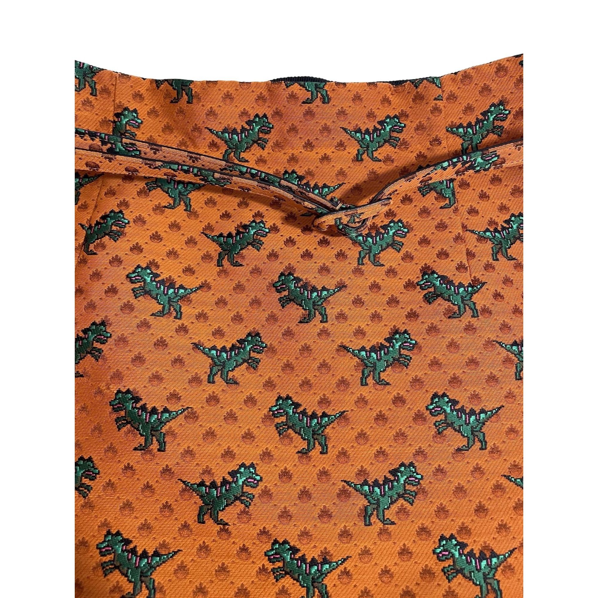 Dior Dior Orange Skirt With Green Dinosaur Pattern & Adjustable B Size 38" / US 16 / IT 52 - 9 Thumbnail