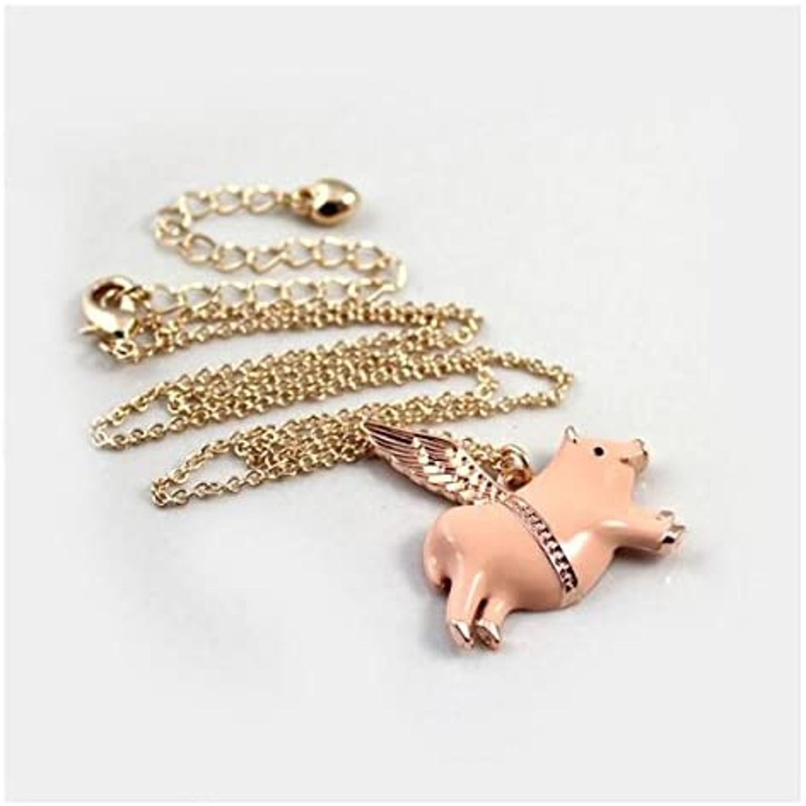 & Other Stories Pig Wings Flying Pig Pigs can Fly Charm Snake Chain Necklace Size ONE SIZE - 2 Thumbnail