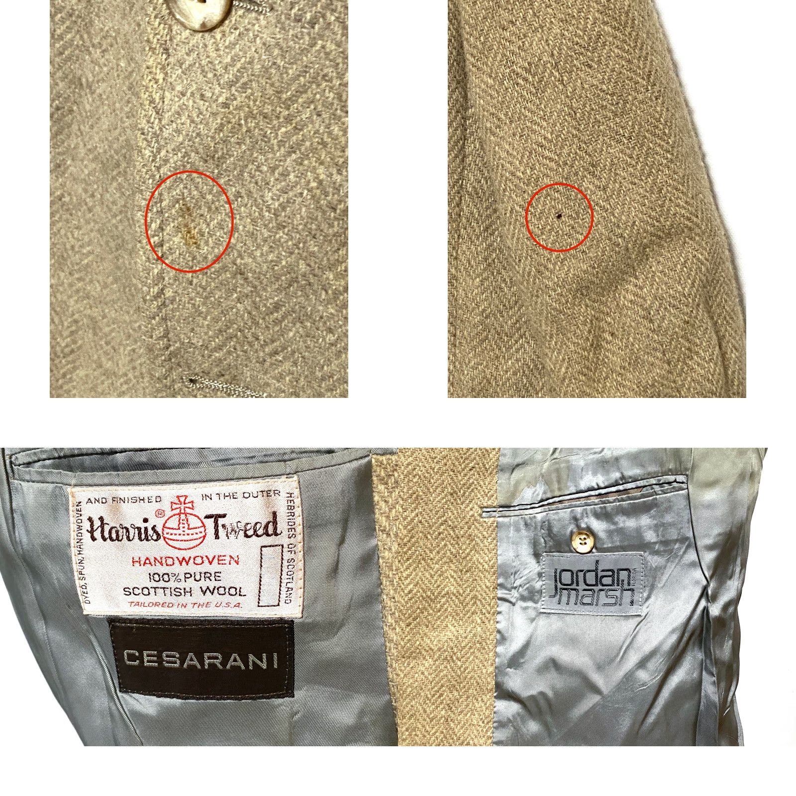 Harris Tweed VINTAGE Harris Tweed Blazer Mens 43R Wool Tweed Herringbone Tan Preppy Academia Ivy League University Blazer Mens Size 46R - 8 Thumbnail