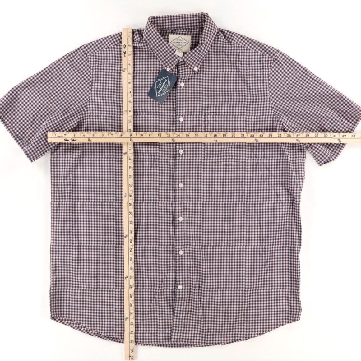 Vintage St. Johns Bay Shirt Gingham Pink 1XLT Men’s Performance Classic Fit Short Sleeve Button Down Shirt Size US XL / EU 56 / 4 - 3 Thumbnail
