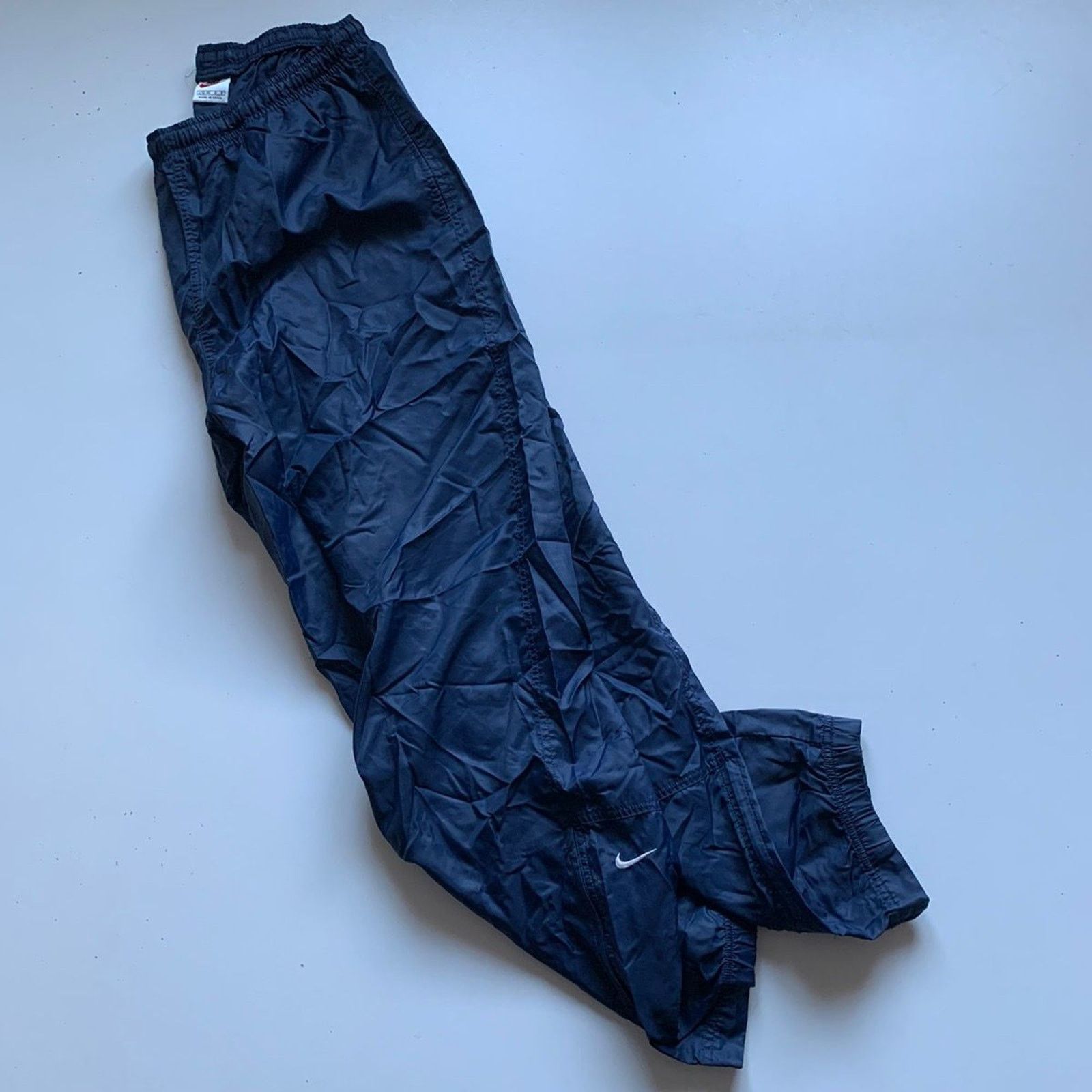 Nike × Vintage Vintage 90s Nike Track Pants Navy Blue Large Embroidered Size US 33 - 1 Thumbnail