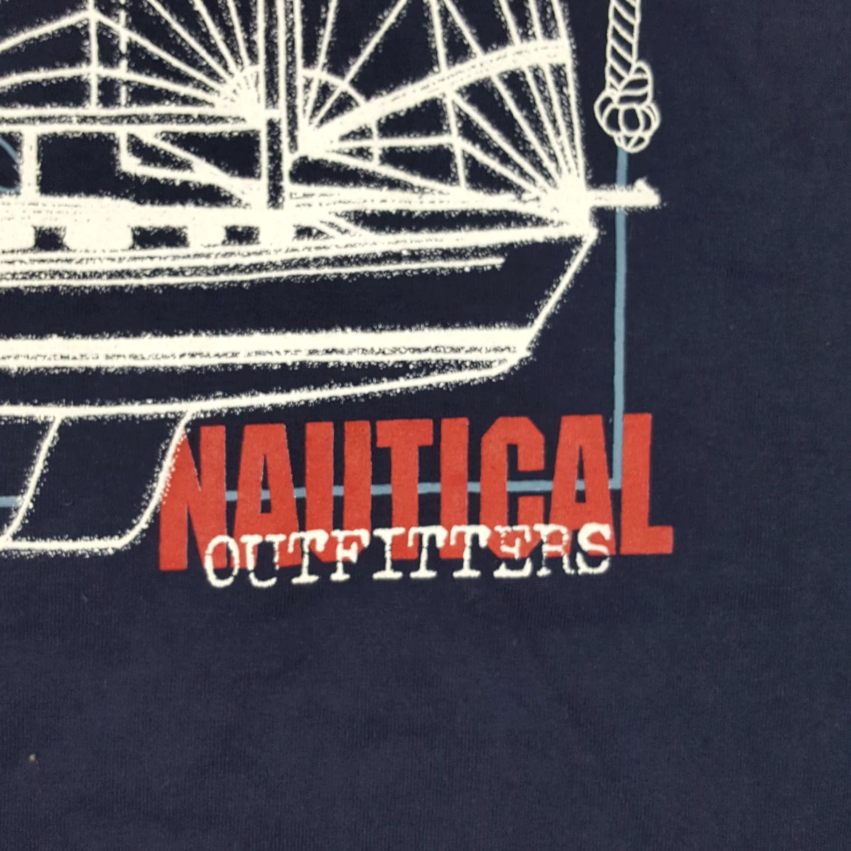 Nautica VINTAGE Bay Point Florida Nautical Outfitters Men's M Navy Boat T Shirt Preppy Size US M / EU 48-50 / 2 - 4 Thumbnail