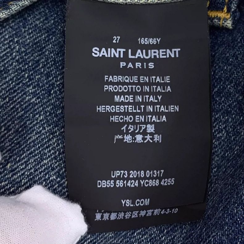 Saint Laurent Paris Saint Laurent Paris Dark blue wash jeans edge leather casu Size 27" / US 4 / IT 40 - 7 Thumbnail