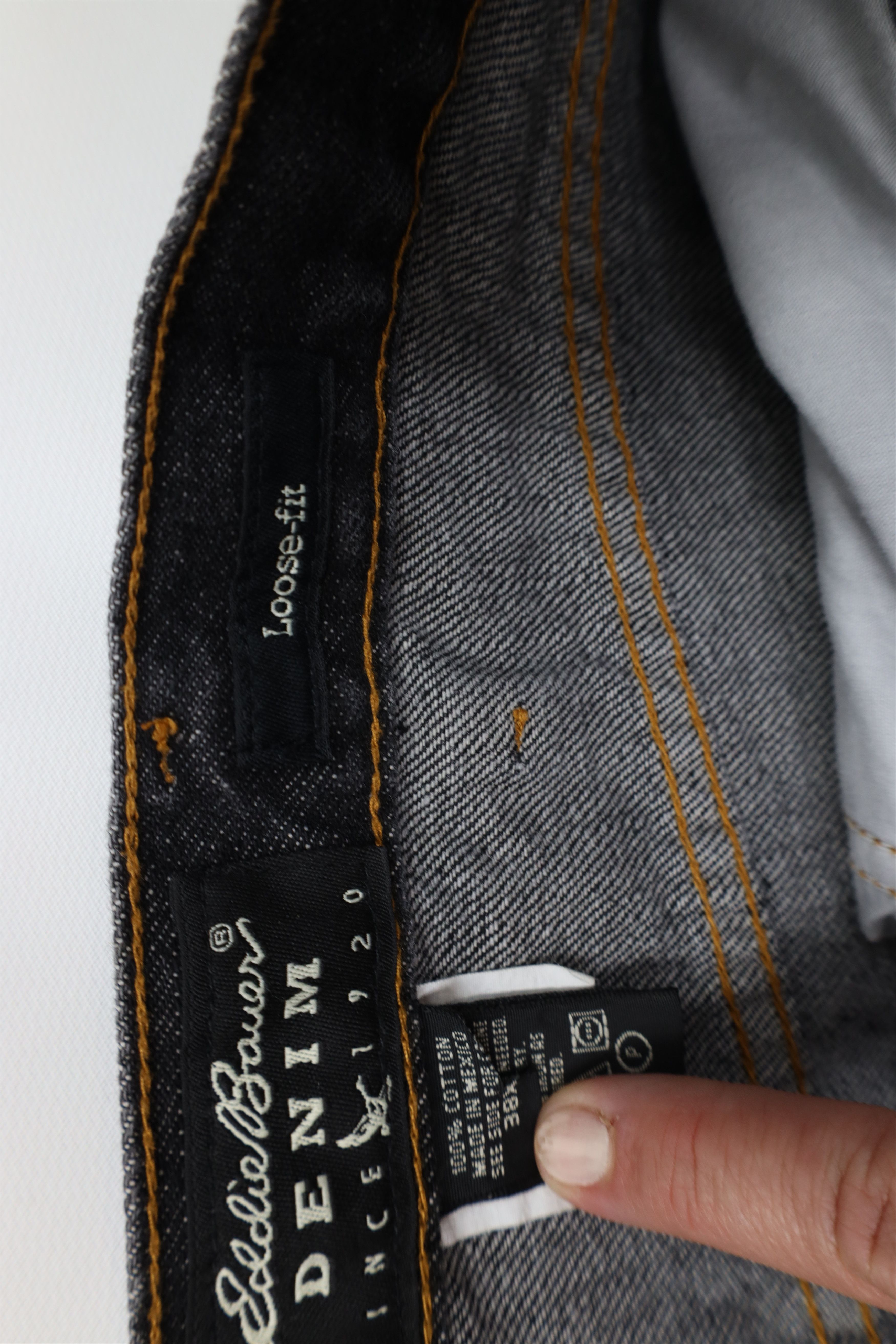 Eddie Bauer Vintage 90s Eddie Bauer Wide Leg Denim Jeans Black Cotton Size US 38 / EU 54 - 7 Thumbnail