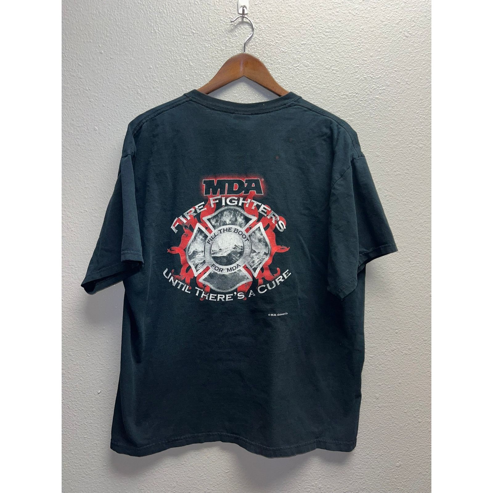 Gildan Vintage Fill The Boot Fire Fighter Shirt MDA Black Tee VTG X Size US XL / EU 56 / 4 - 6 Thumbnail