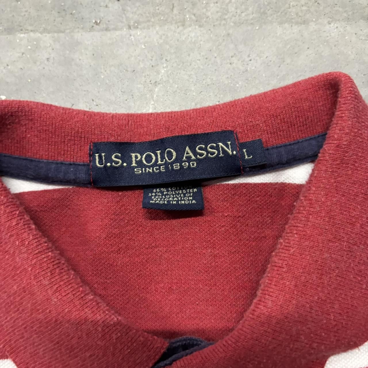 U.S. Polo Assn. × Vintage Crazy Vintage Y2K/2000s Red Striped U.S. Polo Assn. Streetwear Essential Polo Shirt! Size US L / EU 52-54 / 3 - 3 Thumbnail