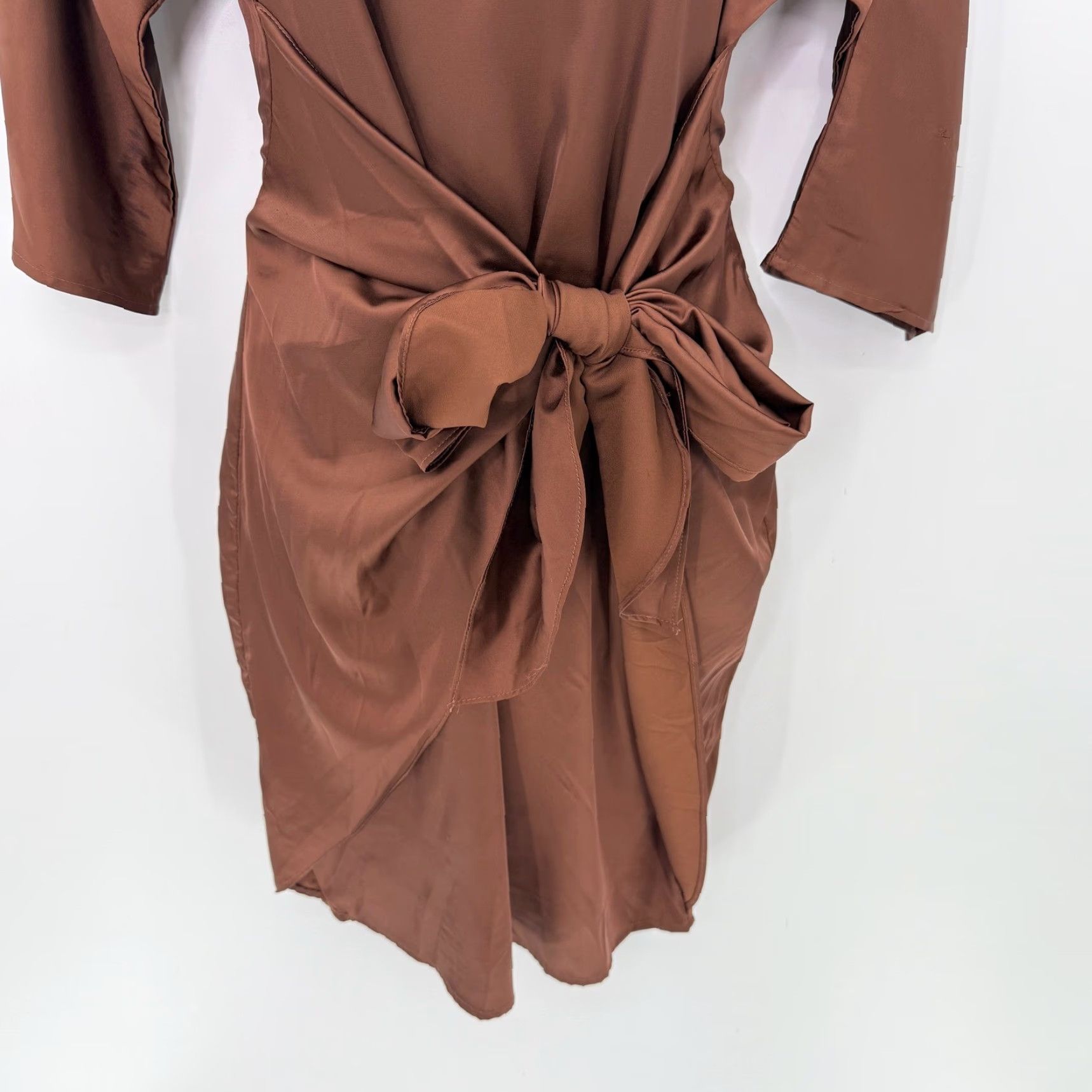 Born VINTAGE? No. Baltic Born Brown Tie Front Tulip Hem Midi Dress Womens Size S / US 4 / IT 40 - 6 Thumbnail