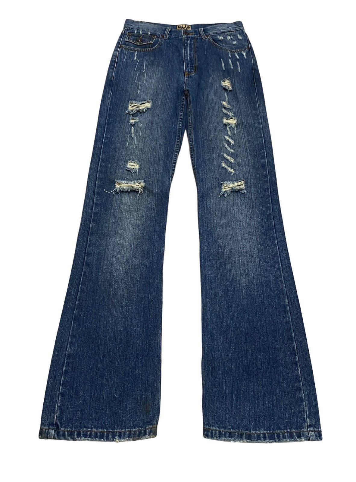 Designer × Japanese Brand × Vintage Rare Design Vintage Nylaus Flared Distressed Jeans 2000s Size US 30 / EU 46 - 1 Thumbnail