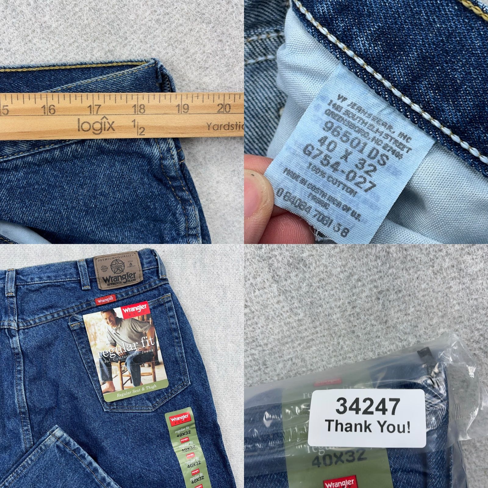 Wrangler Wrangler Jeans Men 40x32 Regular Fit Straight Med Wash Five Star Denim NEW Size US 40 / EU 56 - 9 Thumbnail