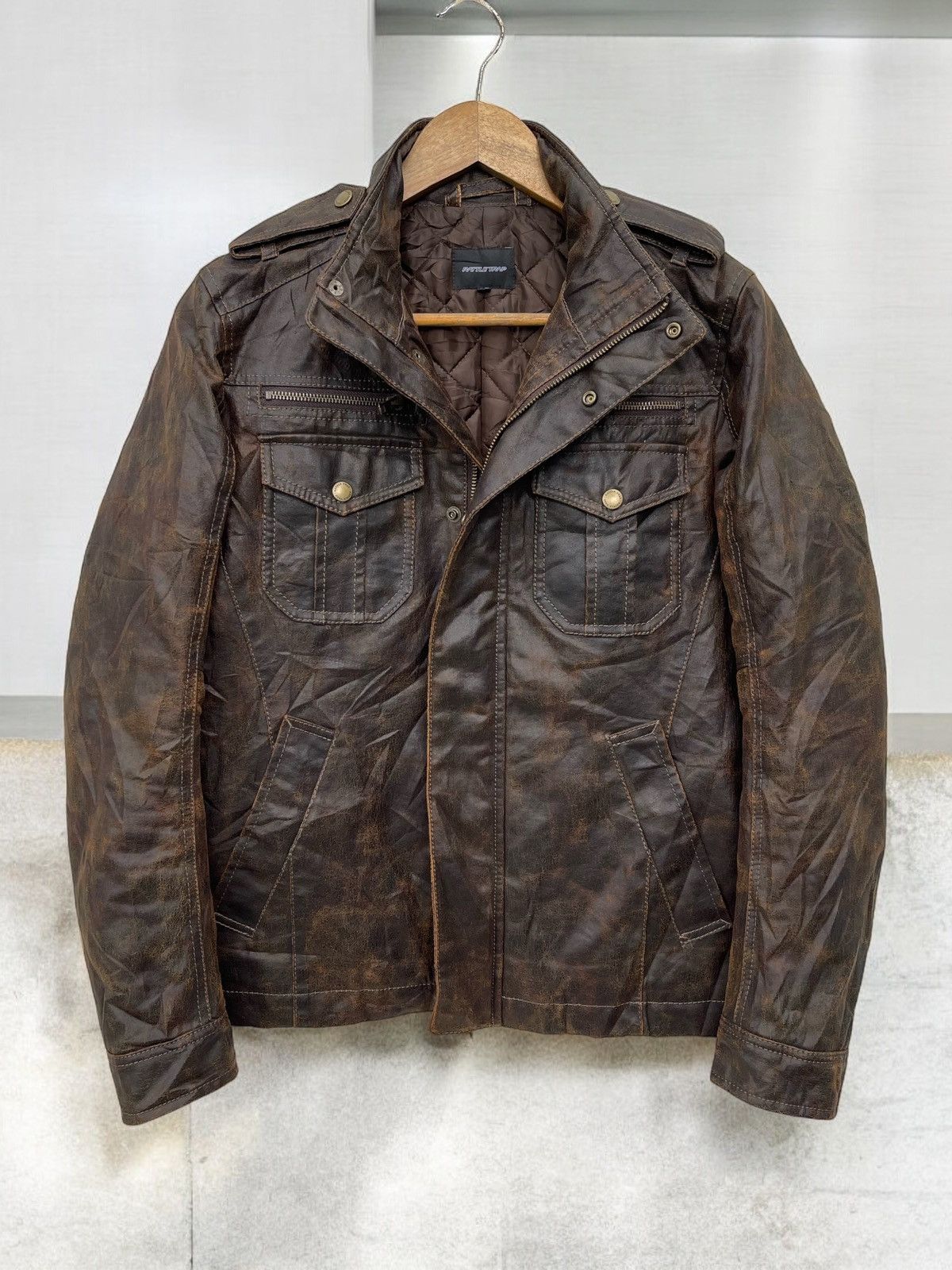 14th Addiction × Japanese Brand × KMRii 🔥Vintage Rattle Trap Synthetic Leather Raiders Wax Jacket Size US M / EU 48-50 / 2 - 3 Thumbnail