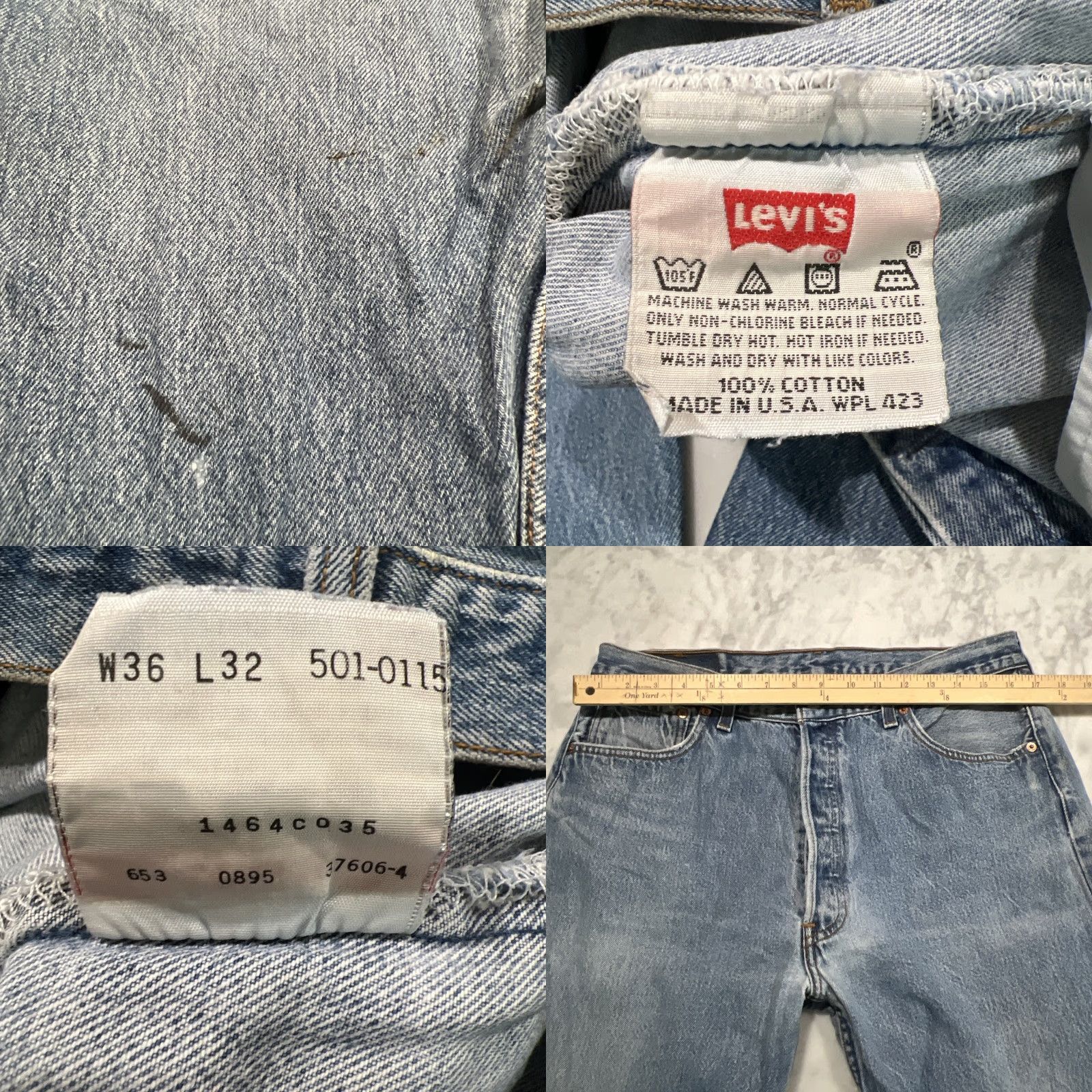 Levi's VINTAGE Levi’s 501 Jeans Men 34x31 Blue Button Fly Fade Thrash USA Jeans Size US 34 / EU 50 - 9 Thumbnail