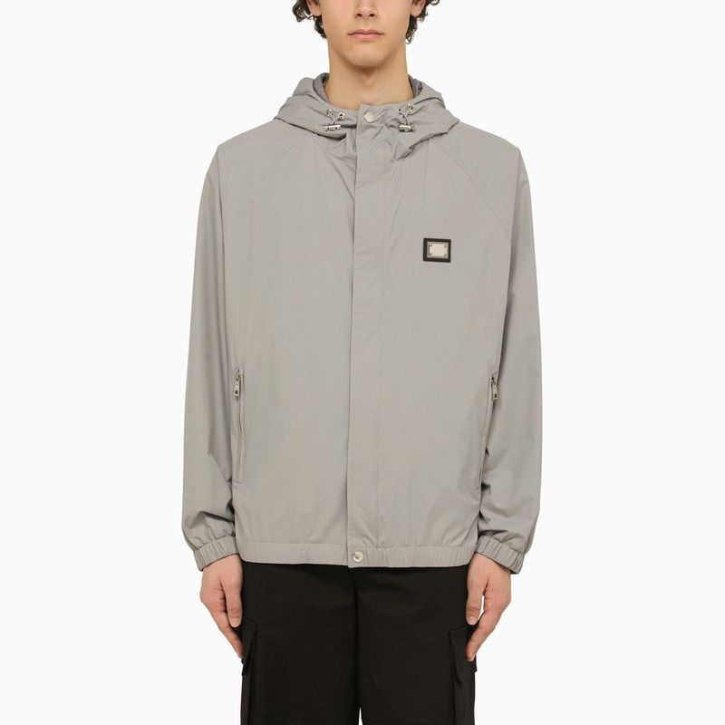 image of Dolce Gabbana Dolce&gabbana Lightweight Grey Hooded Jacket in Blue, Men's (Size Medium)
