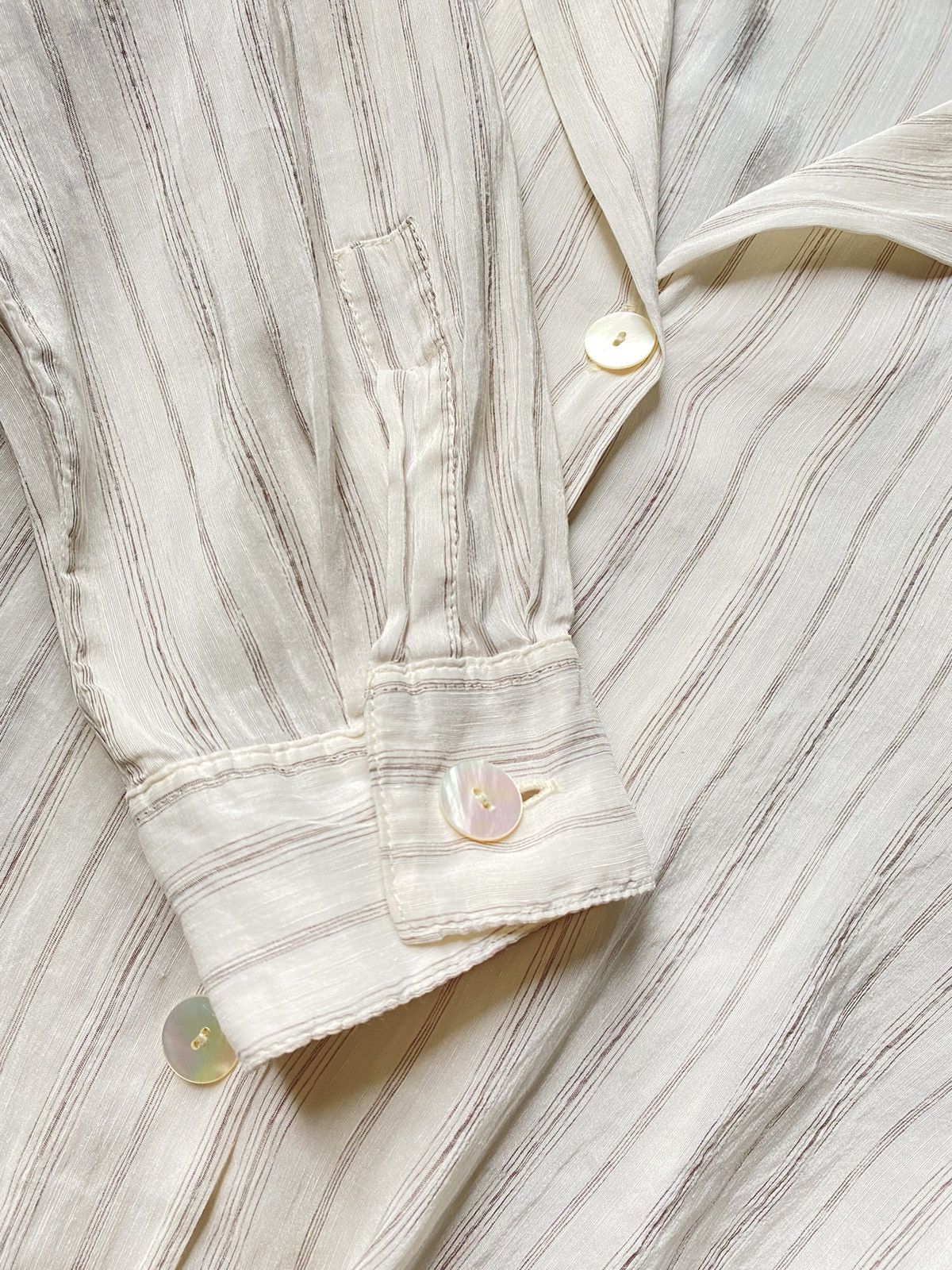 Max Mara MM by MaxMara White and Grey Striped Long-Sleeve Shirt Size ONE SIZE - 8 Thumbnail