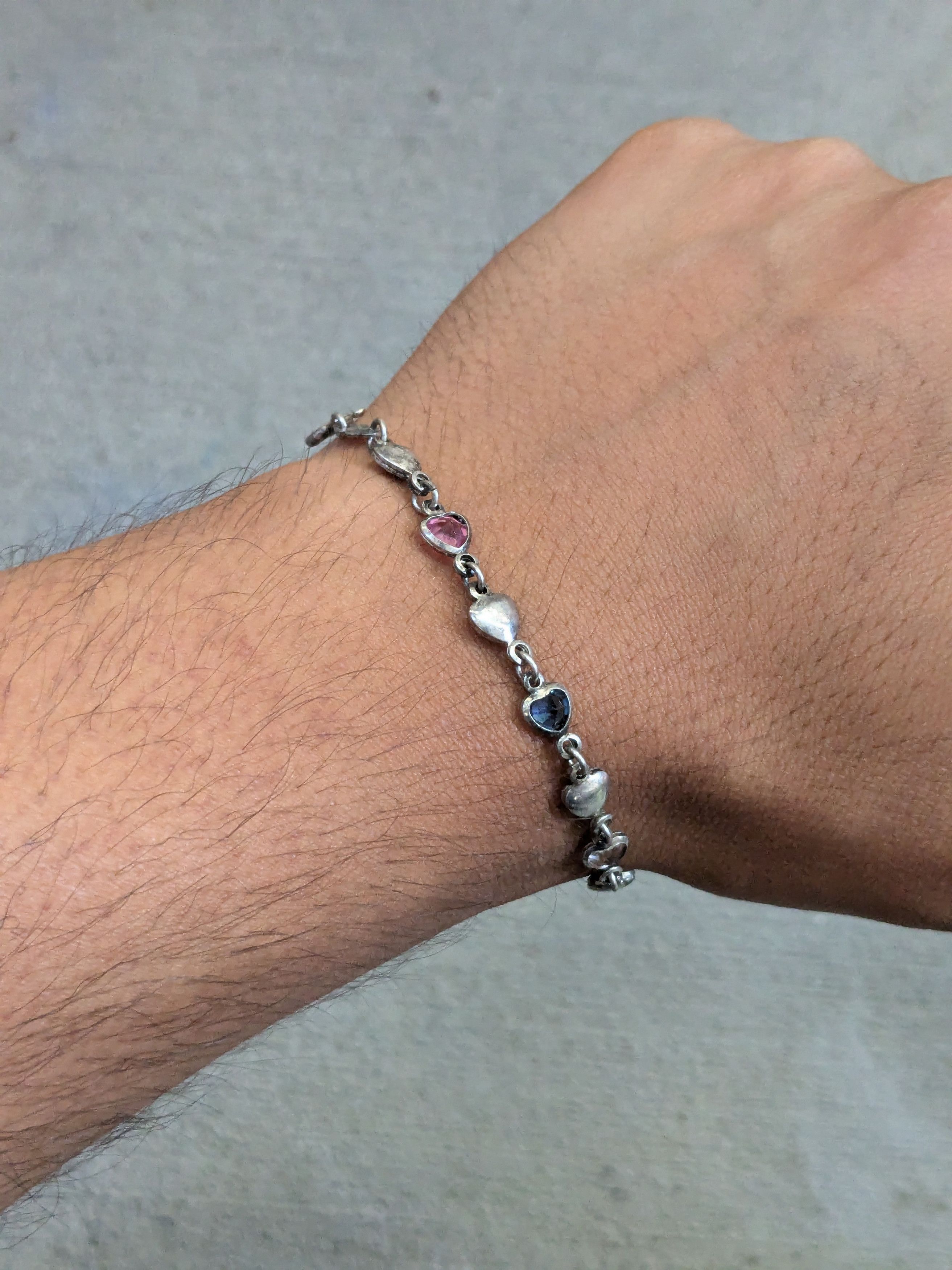 Jewelry Vintage Sterling Silver Bracelet Heart Rainbow Y2K Cute Size ONE SIZE - 14 Thumbnail