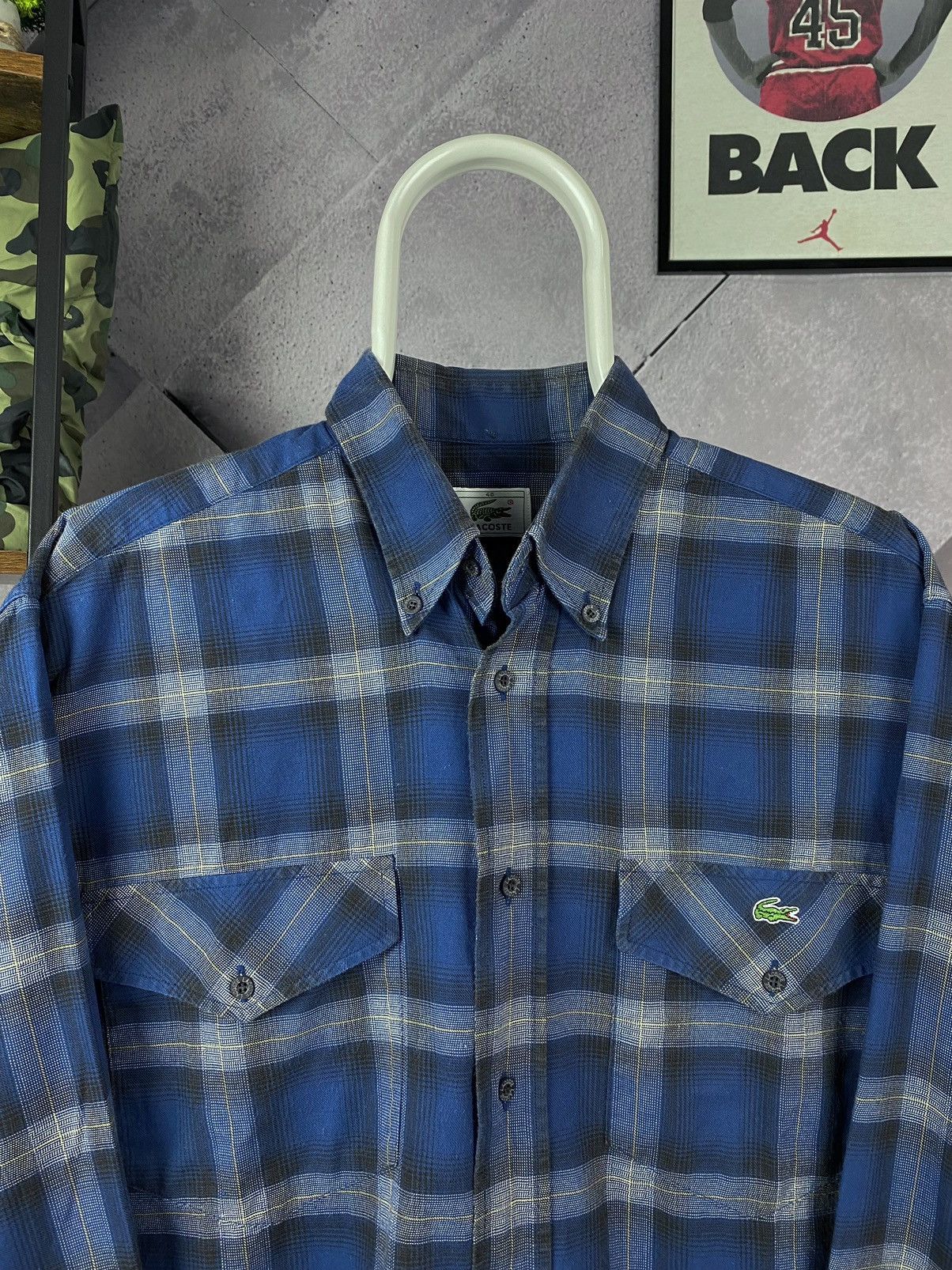 Lacoste × Vintage Lacoste Vintage Plaid Blue Long Sleeve Shirt Size US XL / EU 56 / 4 - 3 Thumbnail