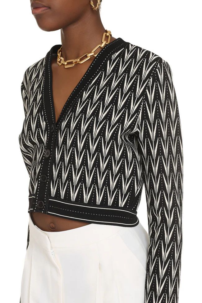 Alexander McQueen o1y0325 Cardigan in Black & Ivory Size M / US 6-8 / IT 42-44 - 5 Thumbnail