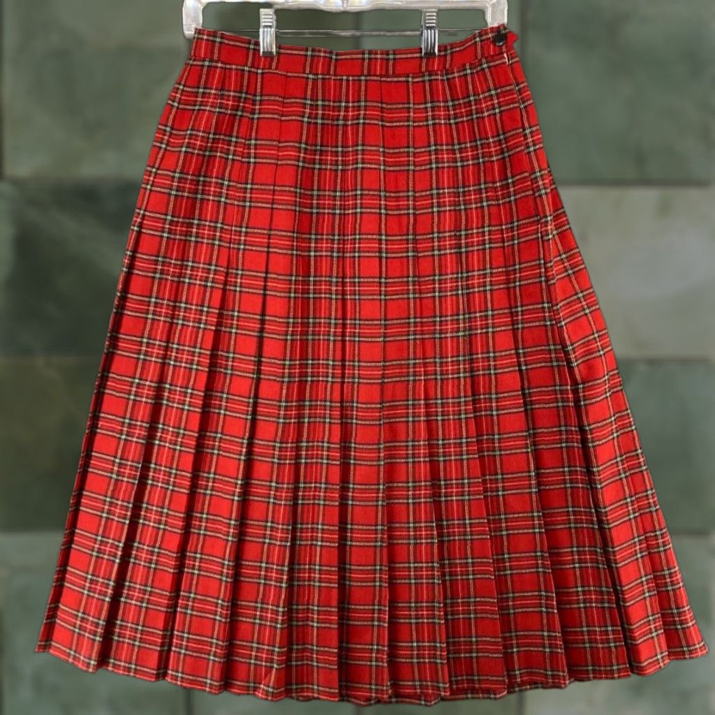 Vintage VINTAGE MICHELE Skirt Womens 12 Red Plaid Midi Pleated 90s Preppy Size 34" / US 12 / IT 48 - 1 Thumbnail