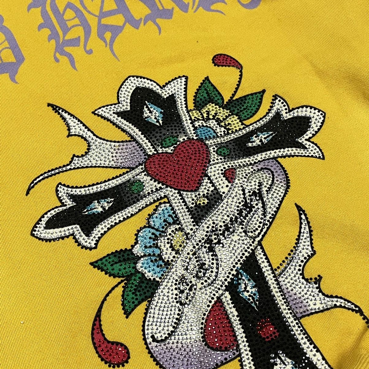 Ed Hardy × Vintage Vintage Ed Hardy Cross Rhinestones Y2K Zip Hoodie Size S / US 4 / IT 40 - 7 Thumbnail