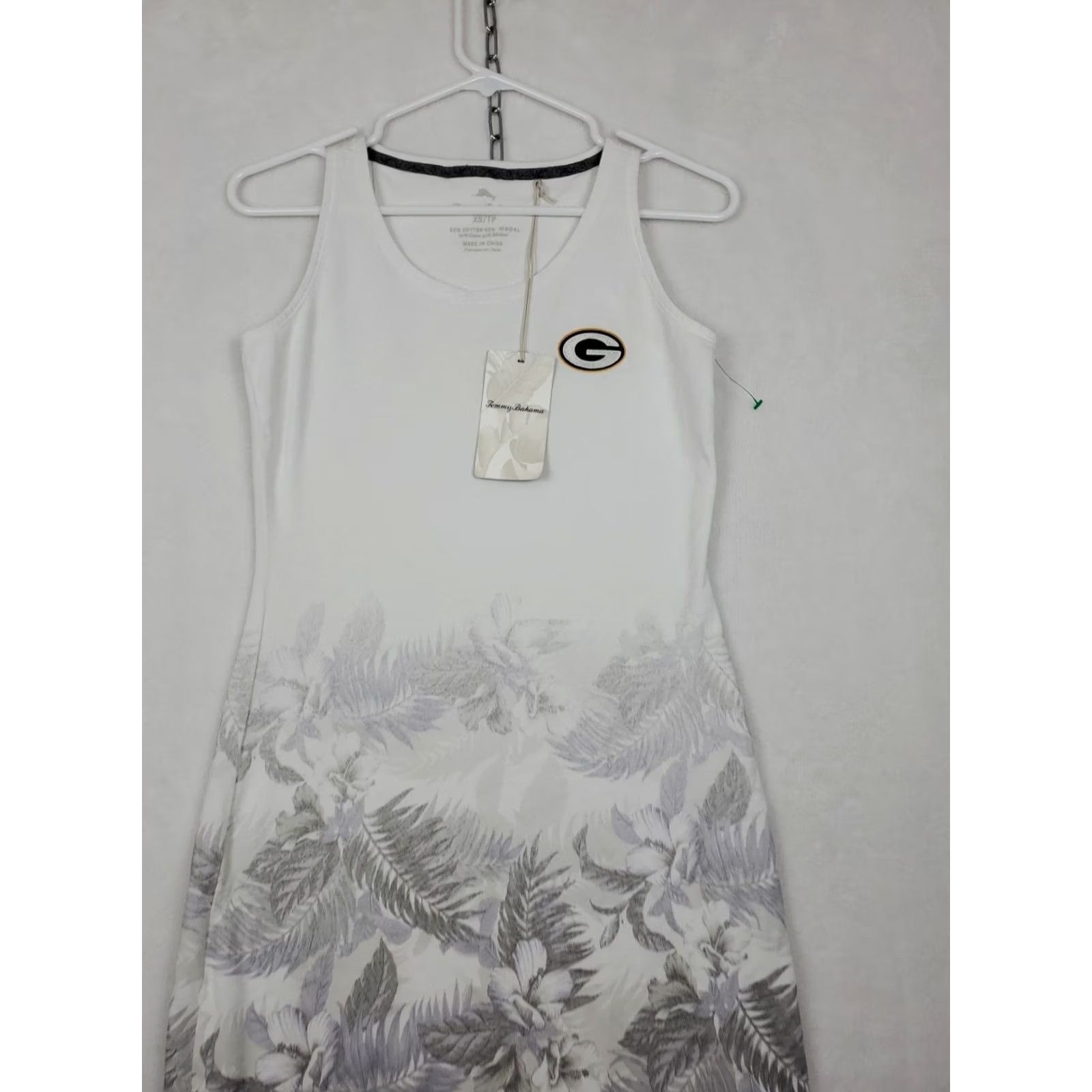 Tommy Bahama VINTAGE Tommy Bahama Tank Dress Womens XS White Floral Print Green Bay Packers Beach NFL Size XS / US 0-2 / IT 36-38 - 2 Thumbnail
