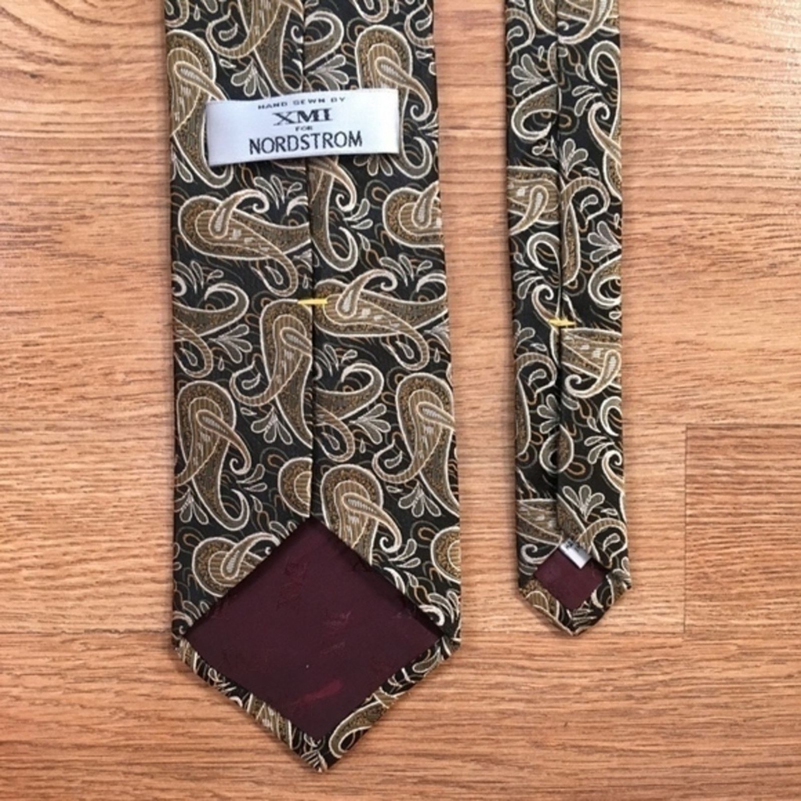 Vintage × XMI Platinum Vintage XMI for Nordstrom Neutrals Paisley Brocade Silk Tie Size ONE SIZE - 4 Thumbnail