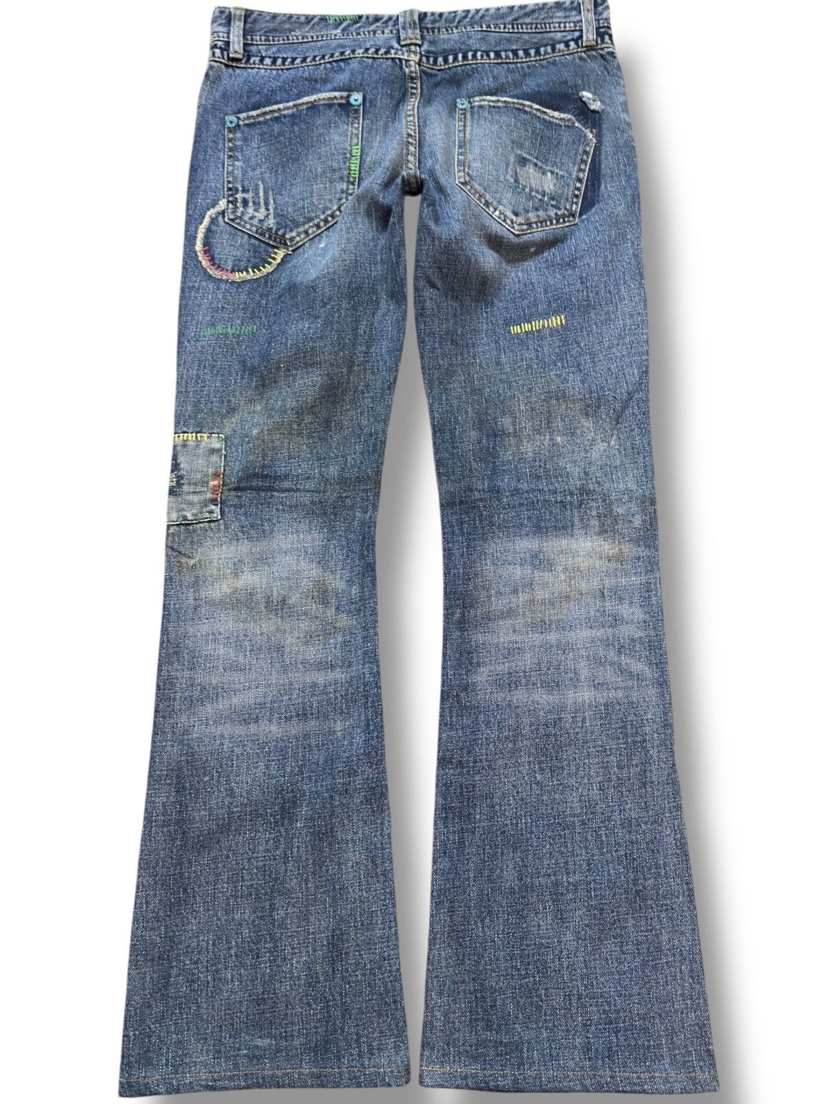 If Six Was Nine Vintage Back Number Flare Sashiko Boro Denim Size US 30 / EU 46 - 6 Thumbnail
