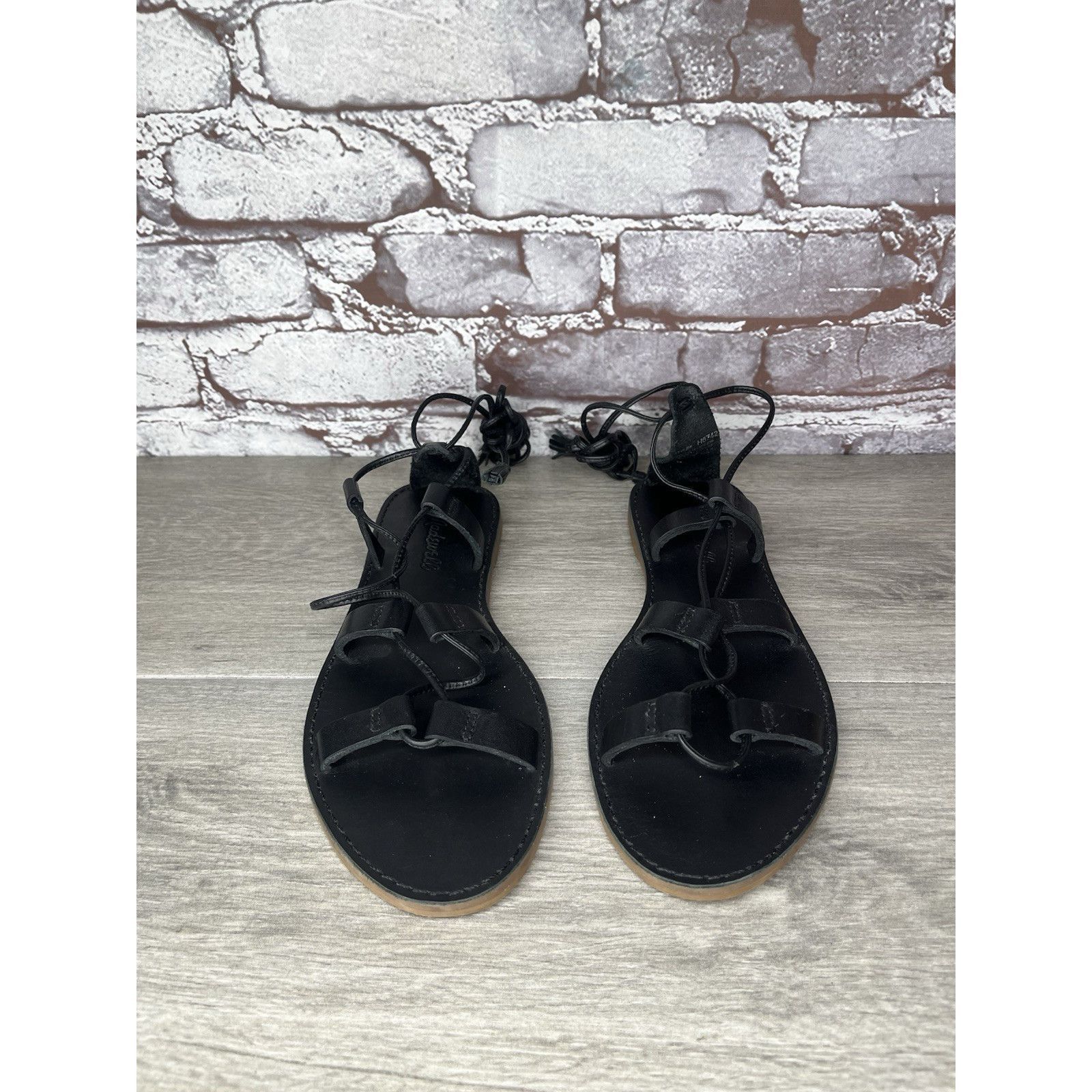 Madewell Madewell Boardwalk Black Leather Gladiator Lace Up Sandals W Size US 8 / IT 38 - 14 Thumbnail