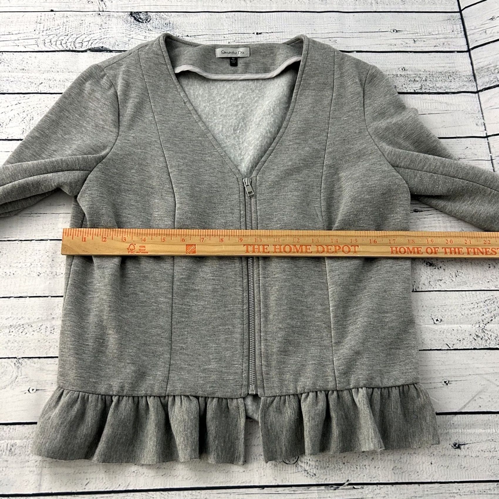 Vintage Samantha Dru Full Zip Sweatshirt Jacket Women's M Gray Ruffle Sleeve Activewear Dress/Shirt Clearout Size M / US 6-8 / IT 42-44 - 5 Thumbnail