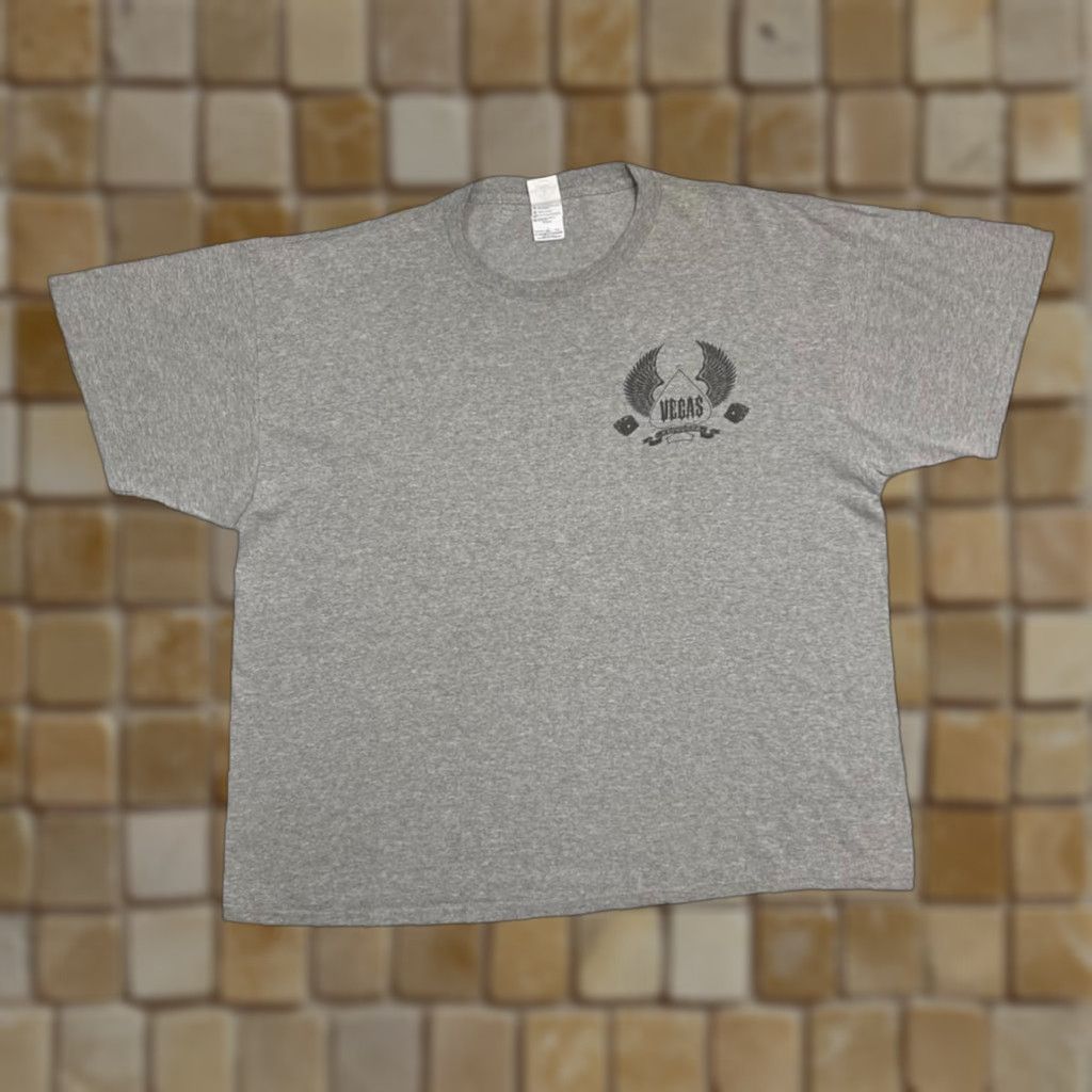 Delta Delta Early 00’s Vegas Choppers “Let It Ride” Biker Souvenir Graphic Grey T-Shirt XXL Men Short Sleeve Round Neck Graphic Mens XXL Grey T-Shirt Size US XXL / EU 58 / 5 - 1 Thumbnail