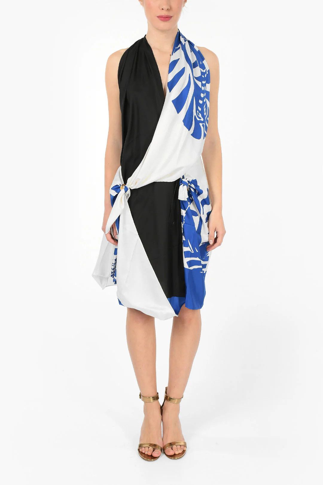 Bottega Veneta og1mm0426 Draped Halterneck Dress in Blue Size XS / US 0-2 / IT 36-38 - 1 Thumbnail