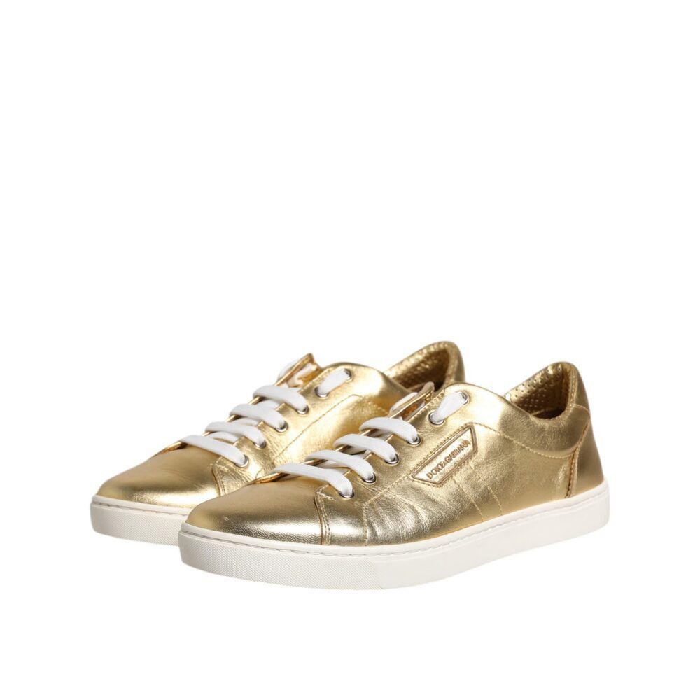 Dolce & Gabbana Dolce & Gabbana Gold Leather Logo London Men Sneakers Shoes Size US 8.5 / EU 41-42 - 4 Thumbnail