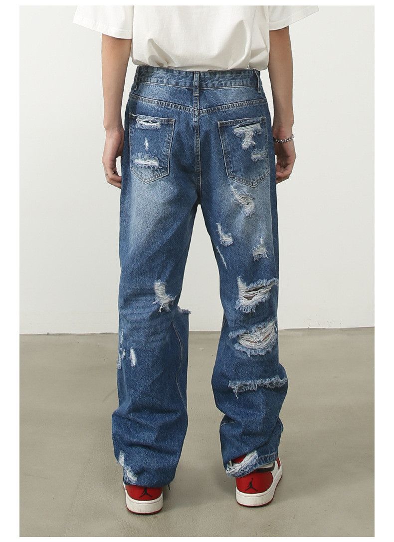 Japanese Brand × Jean American men's street hiphop loose straight ripped jeans Size US 32 / EU 48 - 5 Thumbnail