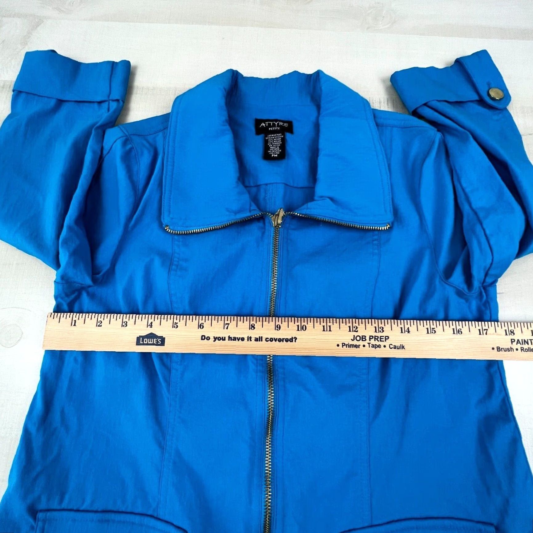 Vintage Attyre Womens Blue 3/4 Sleeve Petite Medium Full Zip Jacket Casual Size M / US 6-8 / IT 42-44 - 7 Thumbnail