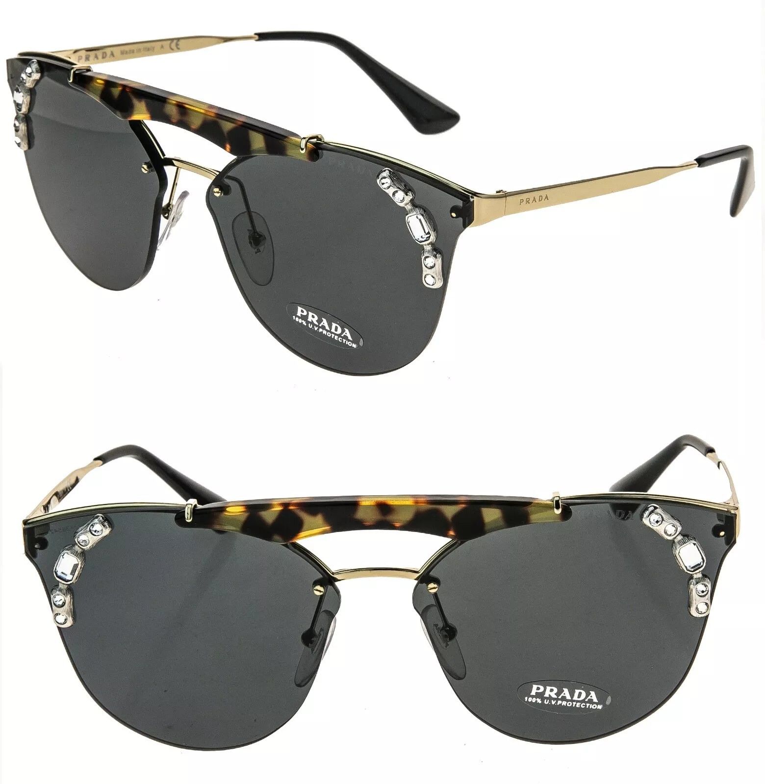 Prada PRADA ORNATE Gold Black Fashion Sunglasses 53U PR53US 53US Size ONE SIZE - 1 Thumbnail