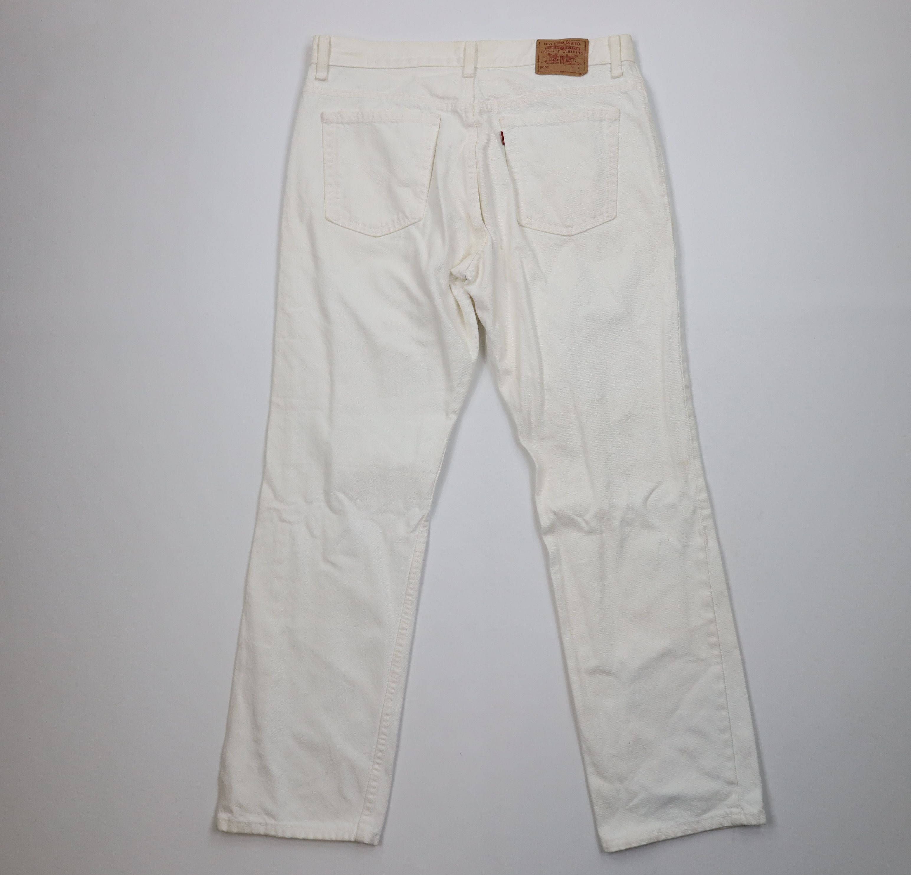 Levi's Vintage Y2K 2001 Levis 505 Regular Straight Jeans White USA Size US 34 / EU 50 - 10 Thumbnail
