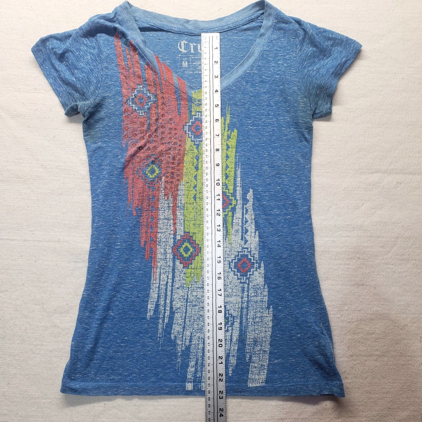 Vintage Cruel Blue Tribal Short Sleeve Tee Shirt Adult Women's M Medium Shirt Womens M Blue Tribal Short Sleeve Tee Size M / US 6-8 / IT 42-44 - 4 Thumbnail