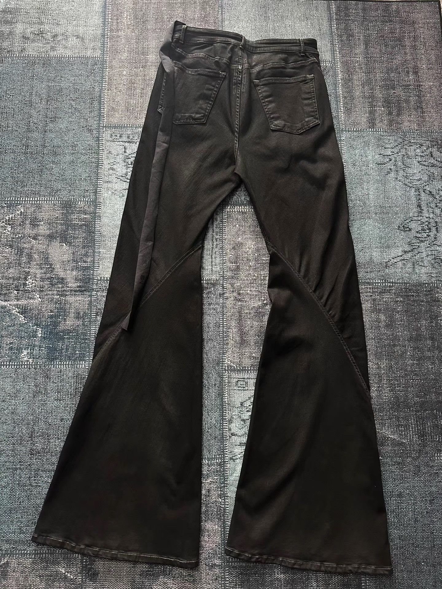 Rick Owens Bootcut Black Wax Coated Flare Jeans K47