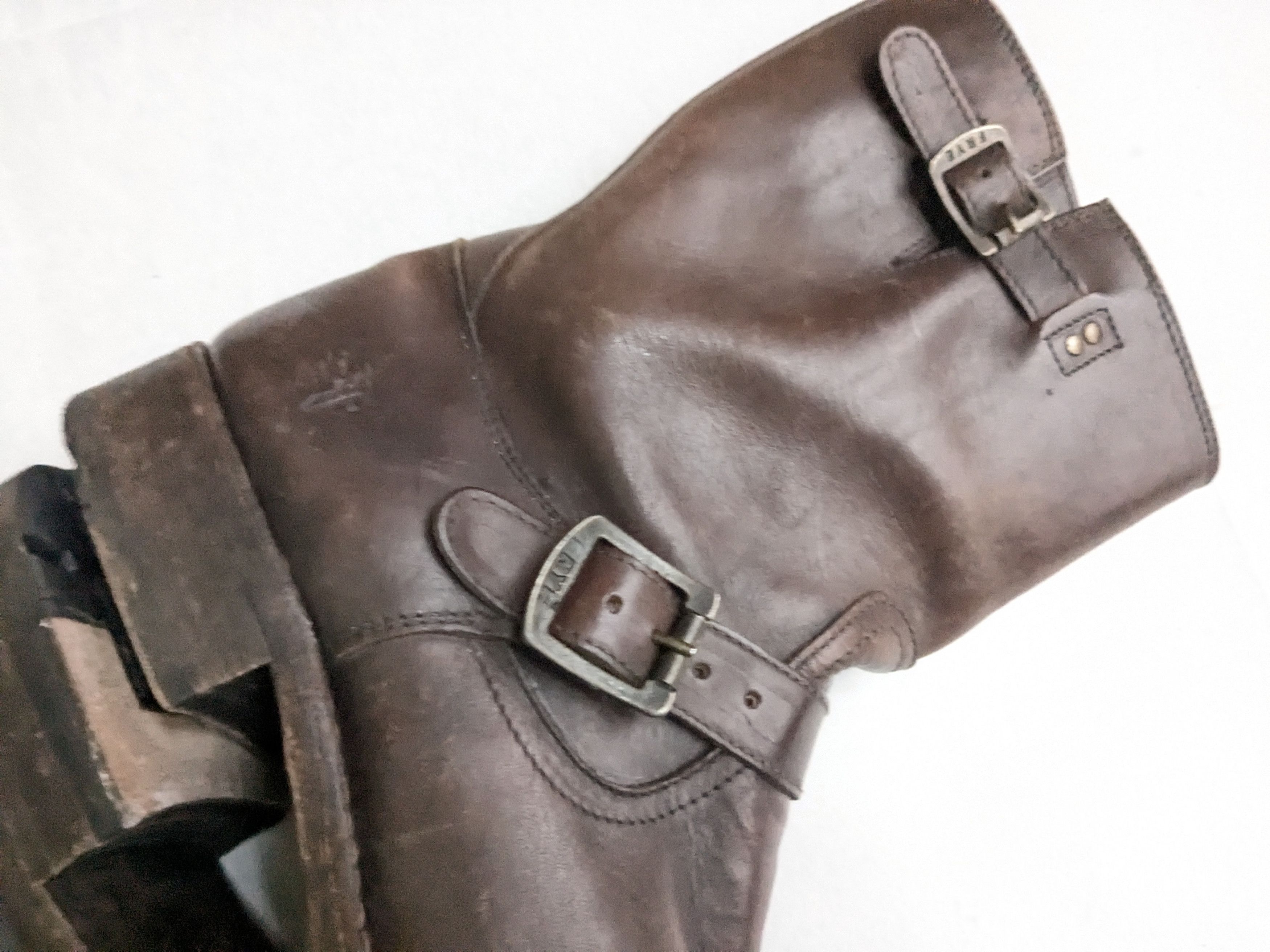 Frye Frye Engineer Boots Brown Leather 12 D Leather Buckle Size US 12 / EU 45 - 10 Thumbnail
