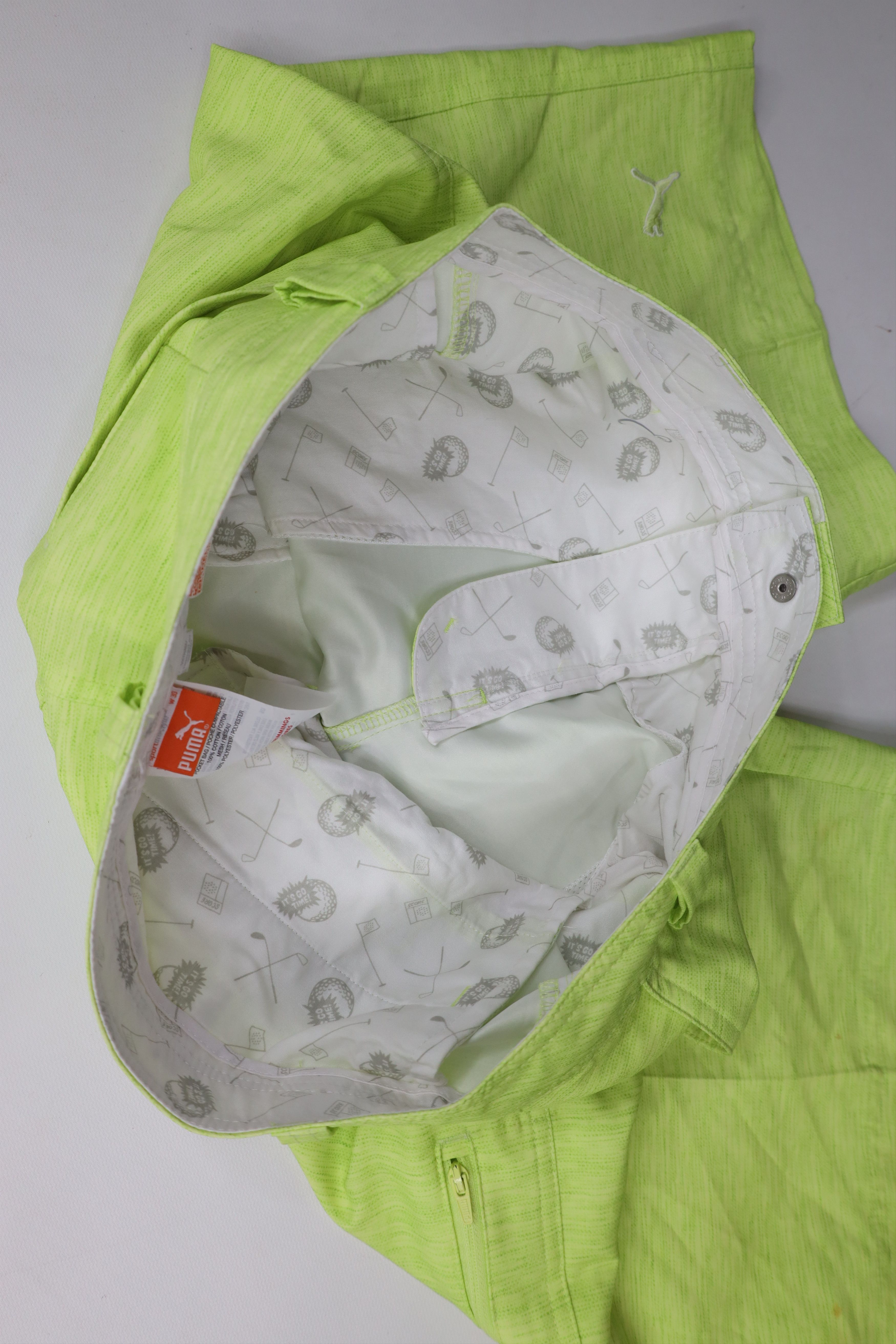 Puma × Vintage Puma Golf Cell Chambray Golfing Chino Shorts Lime Green Size US 30 / EU 46 - 9 Thumbnail