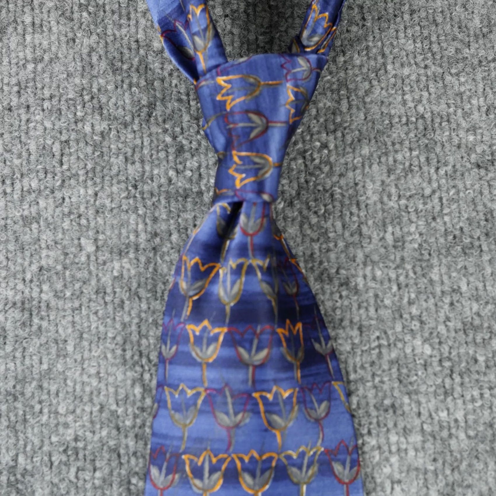 Ermenegildo Zegna Ermenegildo Zegna Tie Mens One Size Blue Tulip Floral Silk Necktie Italy Pattern Size ONE SIZE - 3 Thumbnail