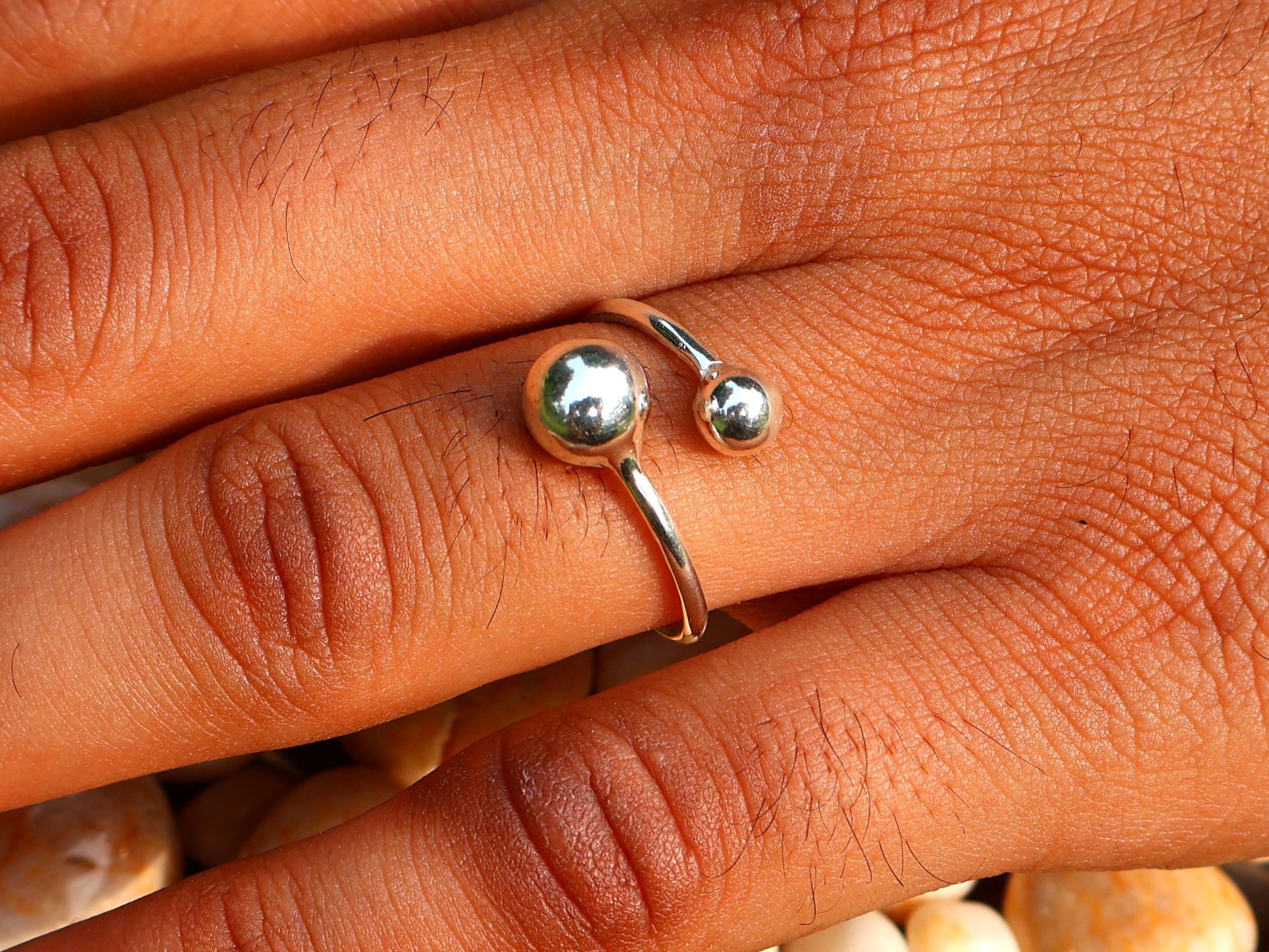 Handmade Double Ball Ring, Handmade Women Ring, Sterling Silver Ring Size ONE SIZE - 8 Thumbnail